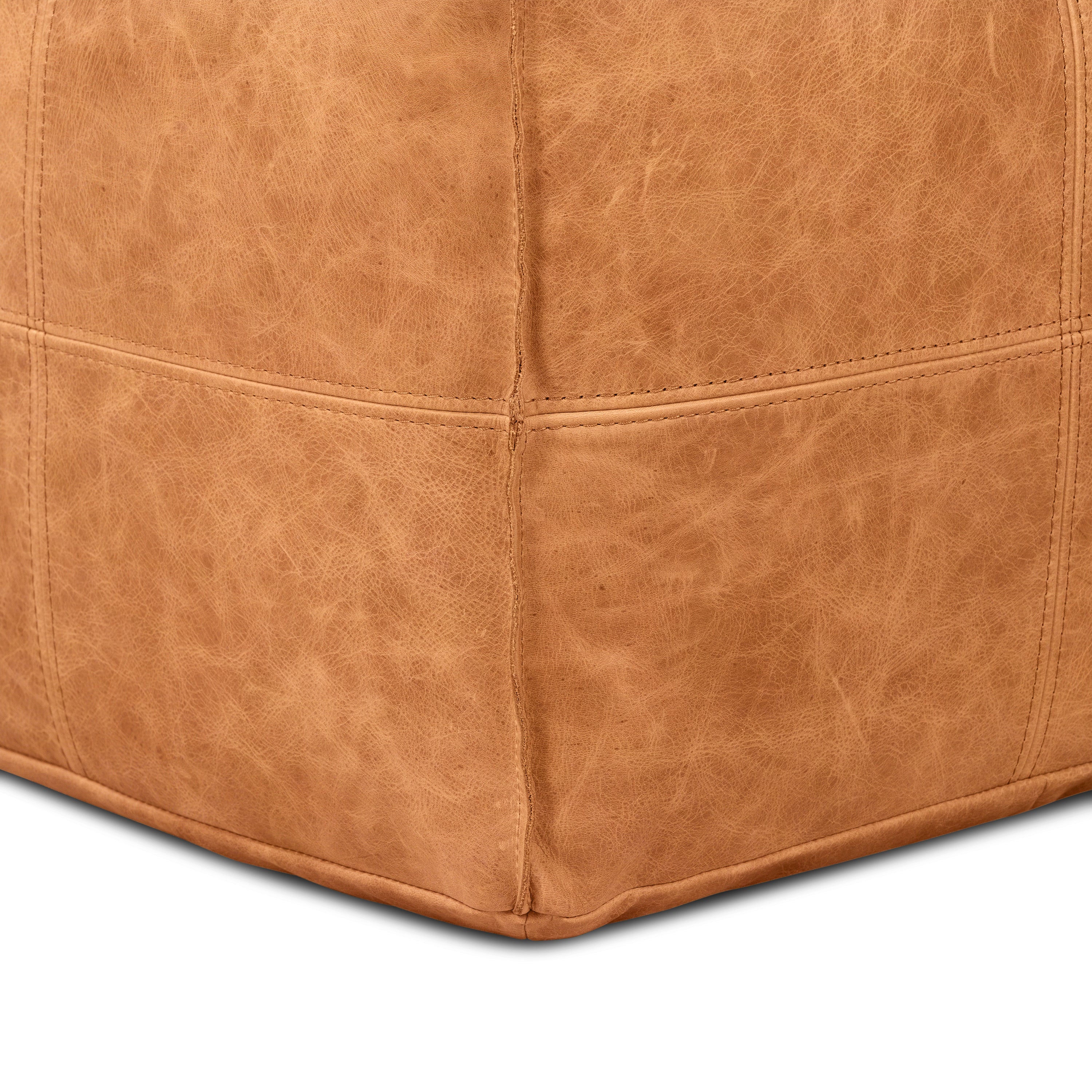 Taos Leather Square Ottoman | Cognac Tan - Image 8
