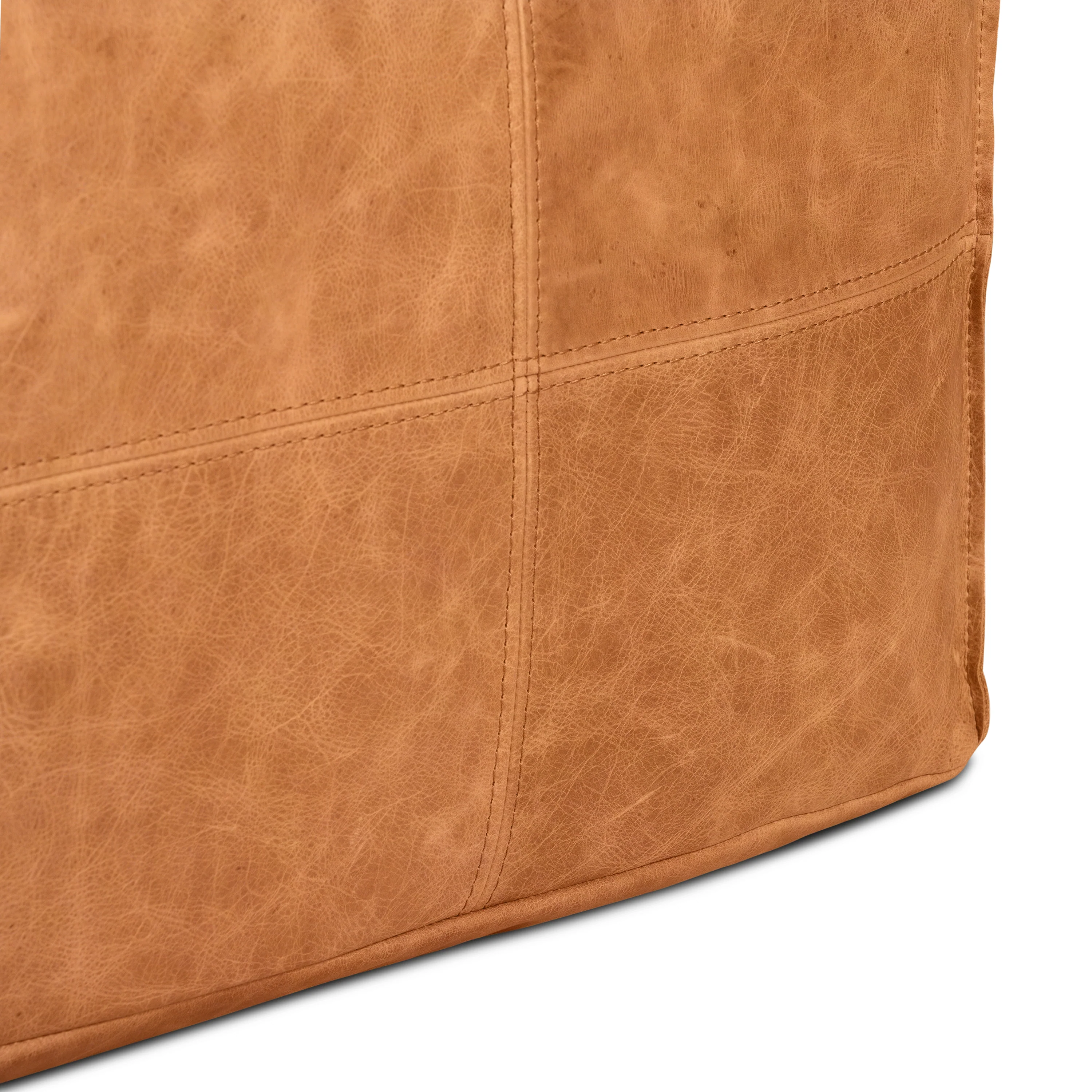 Taos Leather Square Ottoman | Cognac Tan - Image 9