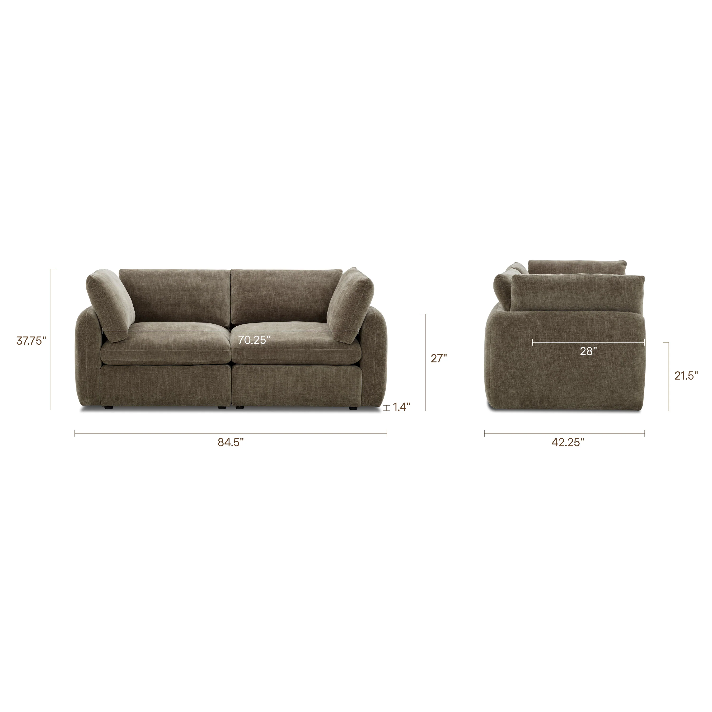 Tonga Modular 2-Piece Apartment Sofa | Clove Brown - Image 14