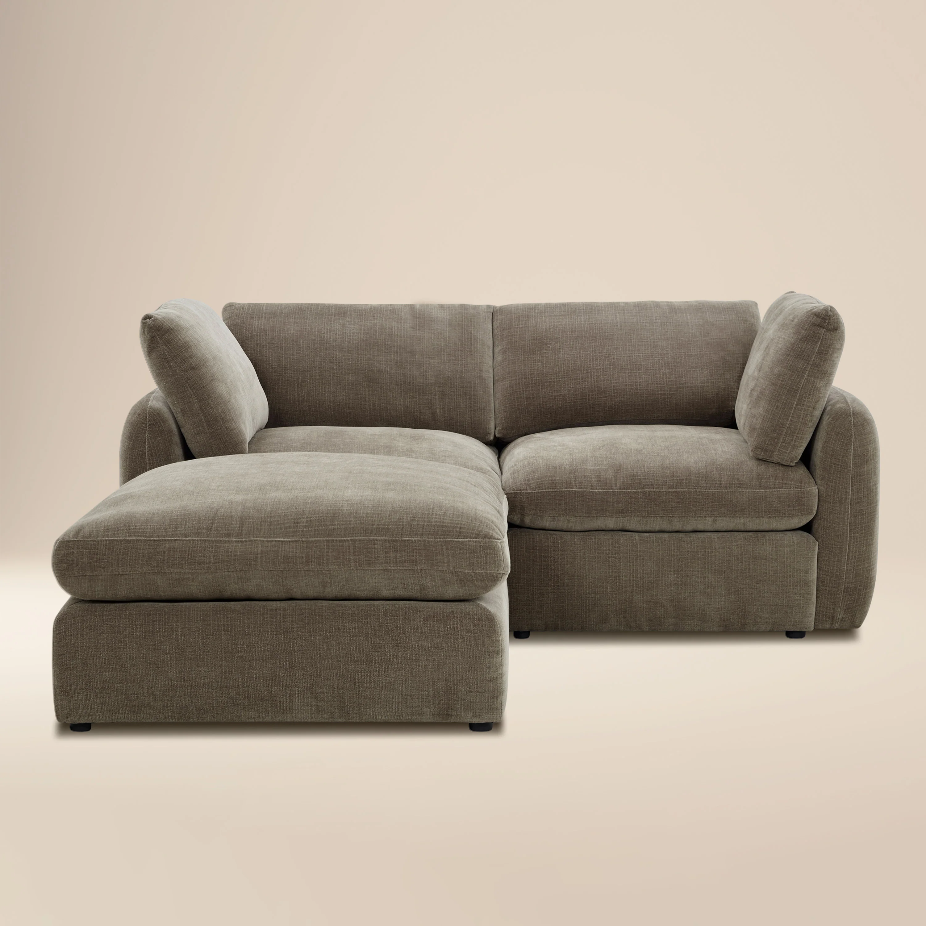 Tonga Modular 3-Piece L-Shaped Sectional with Reversible Ottoman | Clove Brown