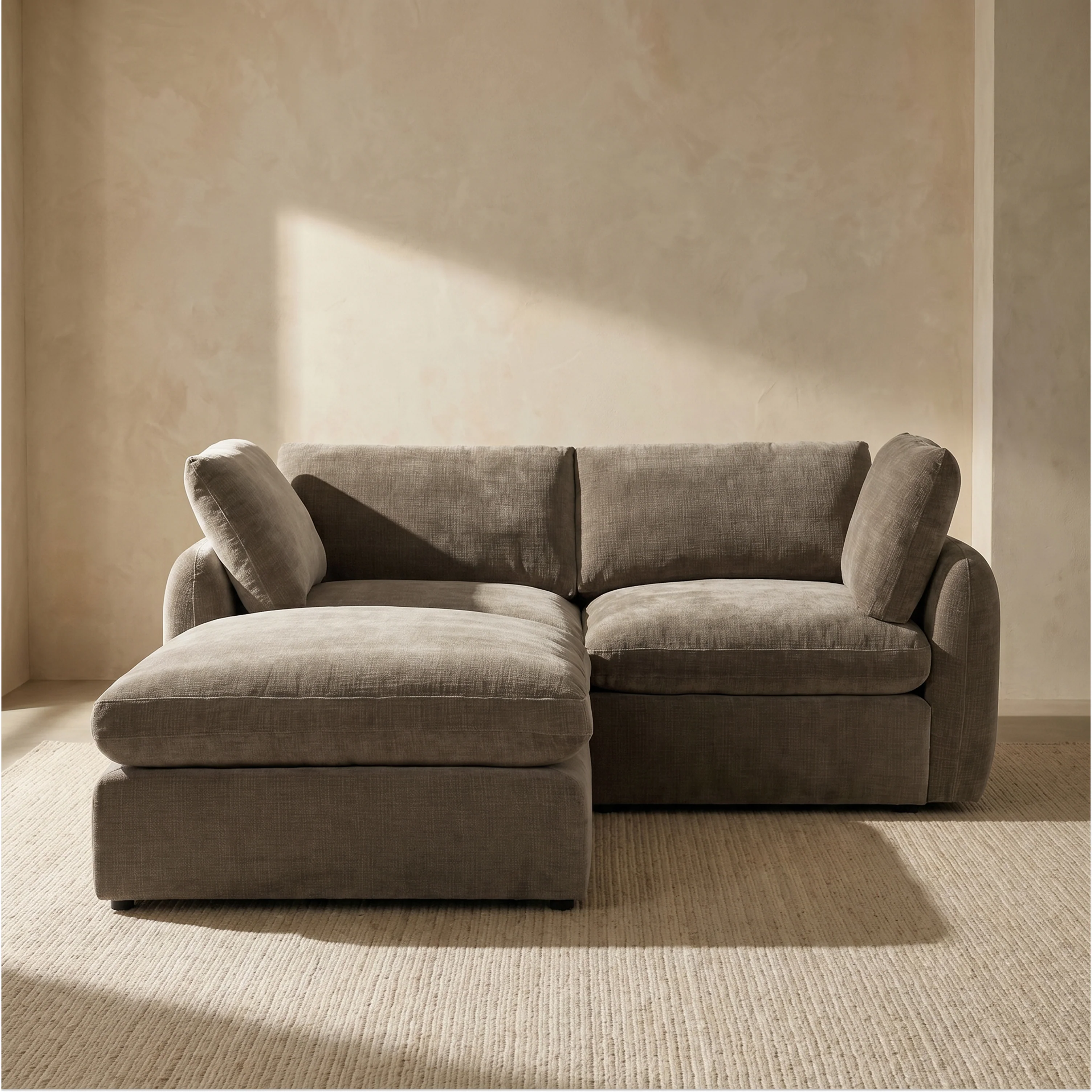 Tonga Modular 3-Piece L-Shaped Sectional with Reversible Ottoman | Clove Brown - Image 2