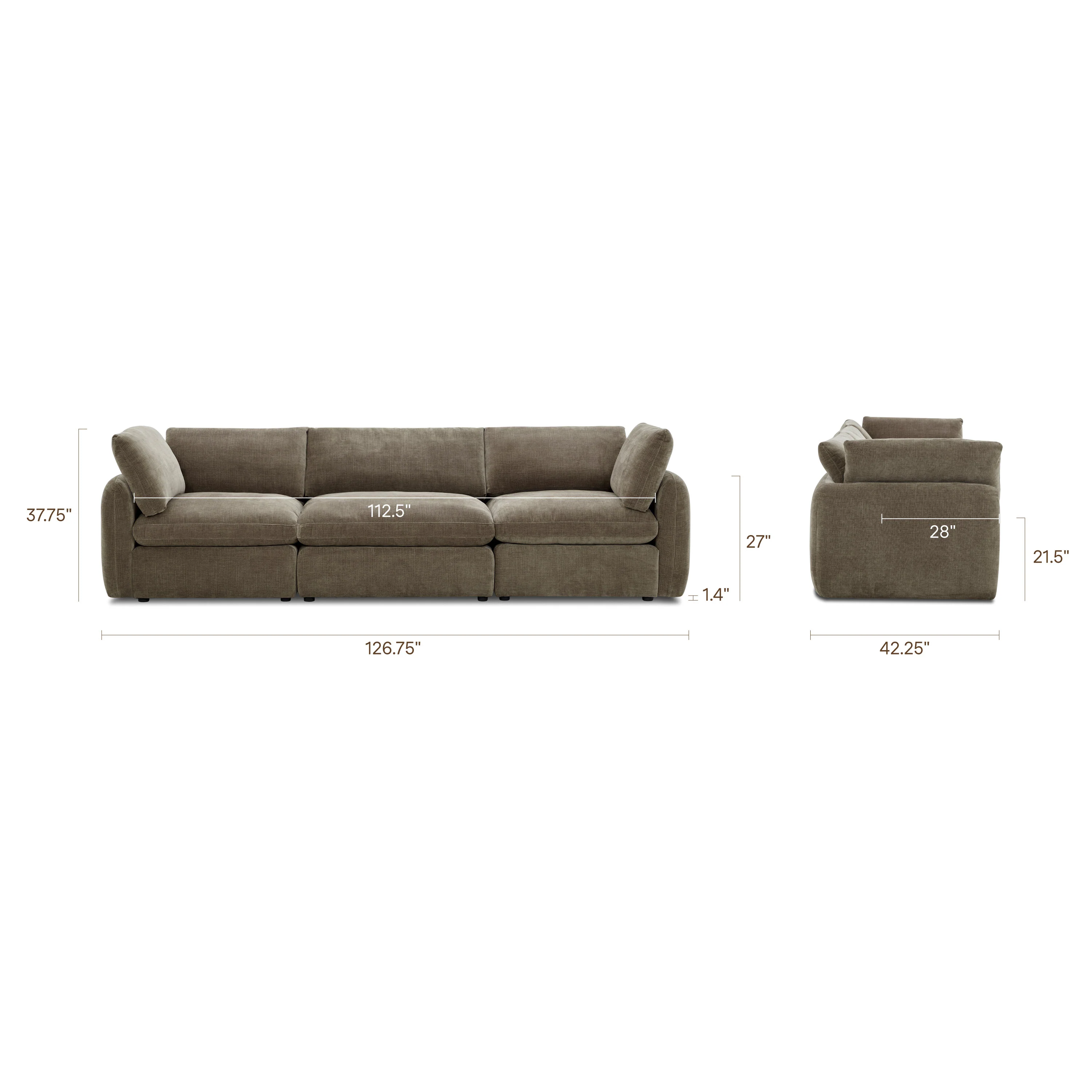 Tonga Modular 3-Piece Sofa | Clove Brown - Image 15