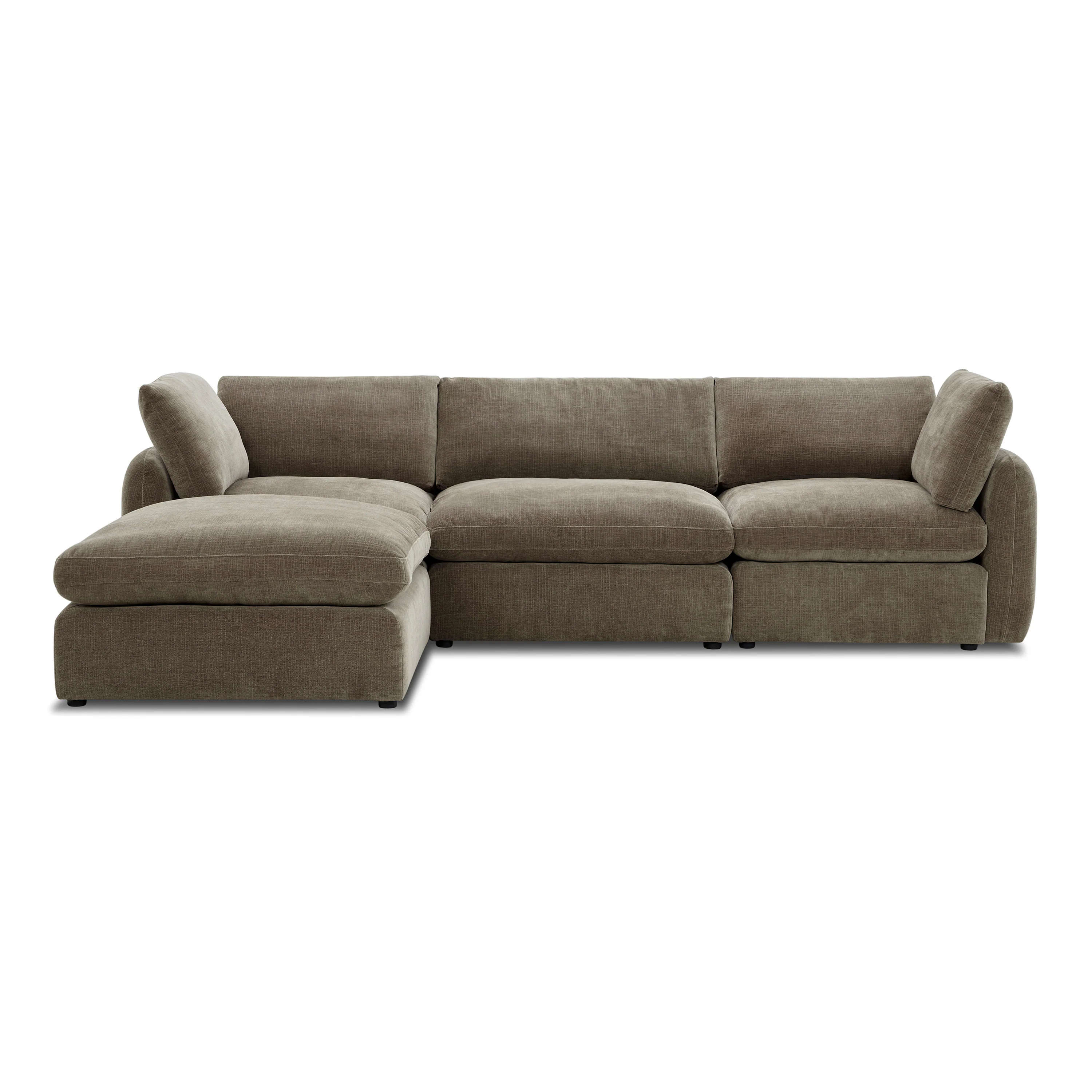 Tonga Modular 4-Piece L-Shaped Sectional with Reversible Ottoman | Clove Brown - Image 3