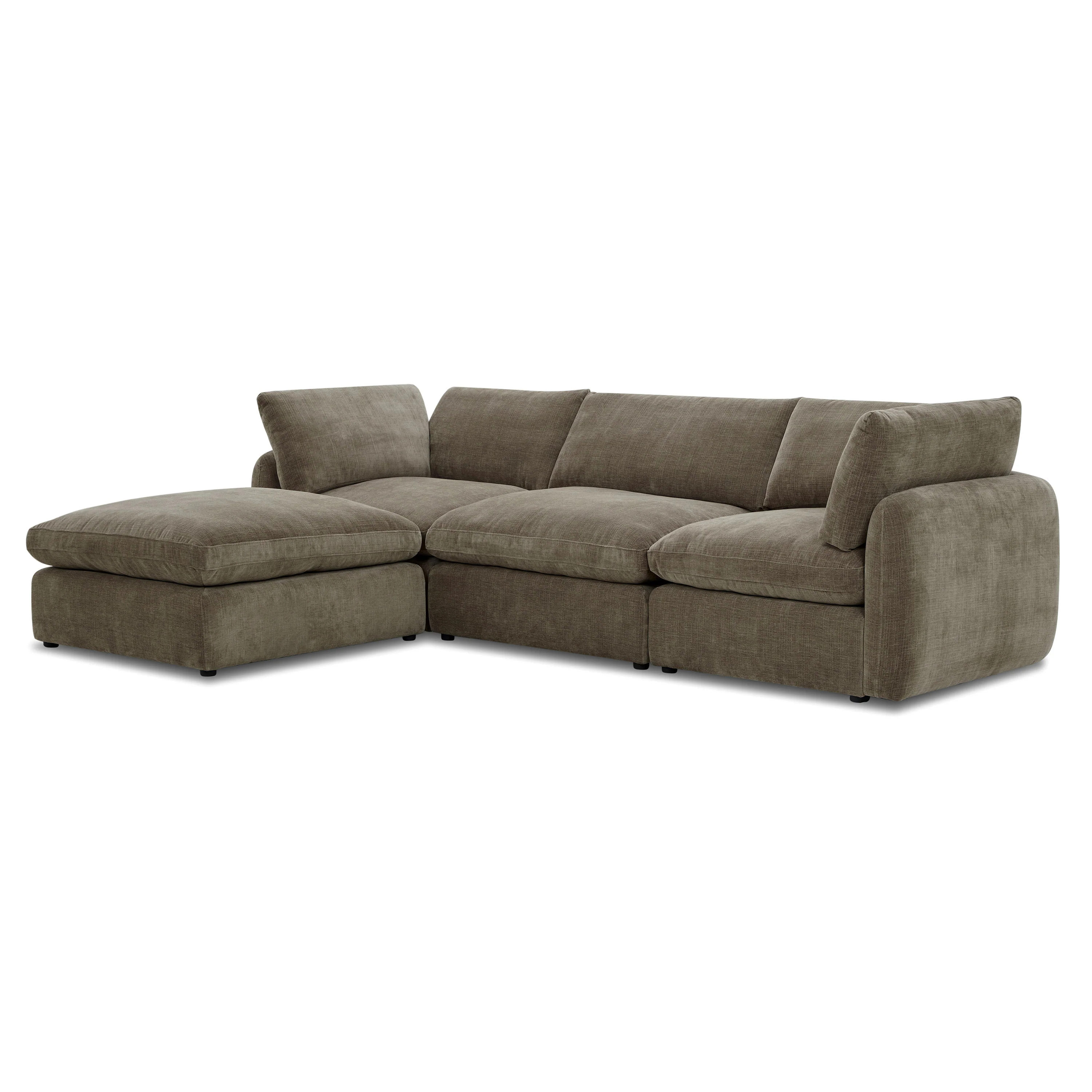 Tonga Modular 4-Piece L-Shaped Sectional with Reversible Ottoman | Clove Brown - Image 4