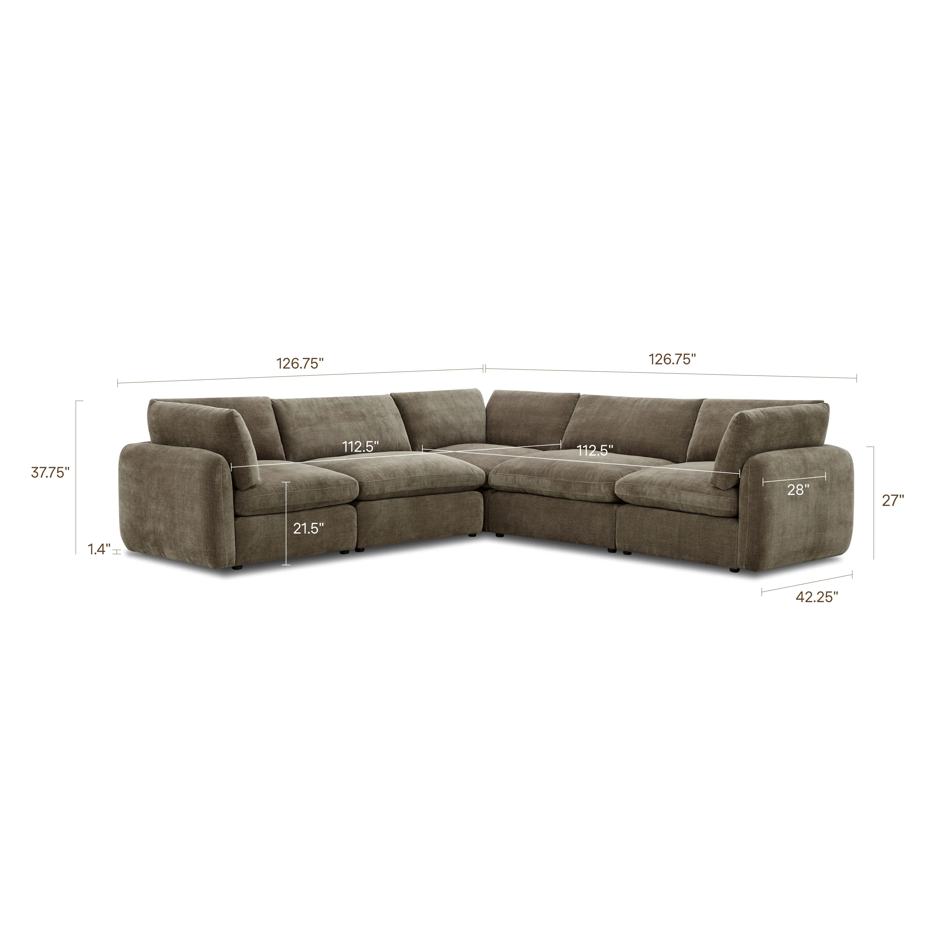Tonga Modular 5-Piece L-Shaped Corner Sectional | Clove Brown - Image 14