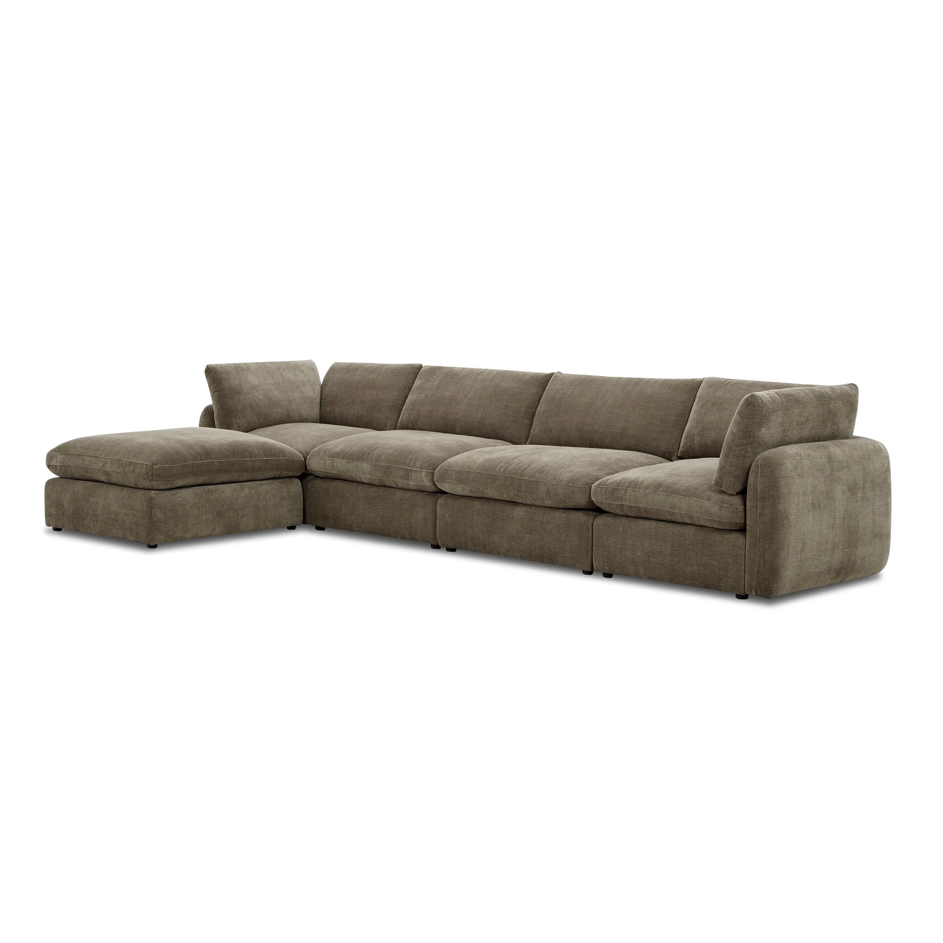 Tonga Modular 5-Piece L-Shaped Sectional with Reversible Ottoman | Clove Brown - Image 4