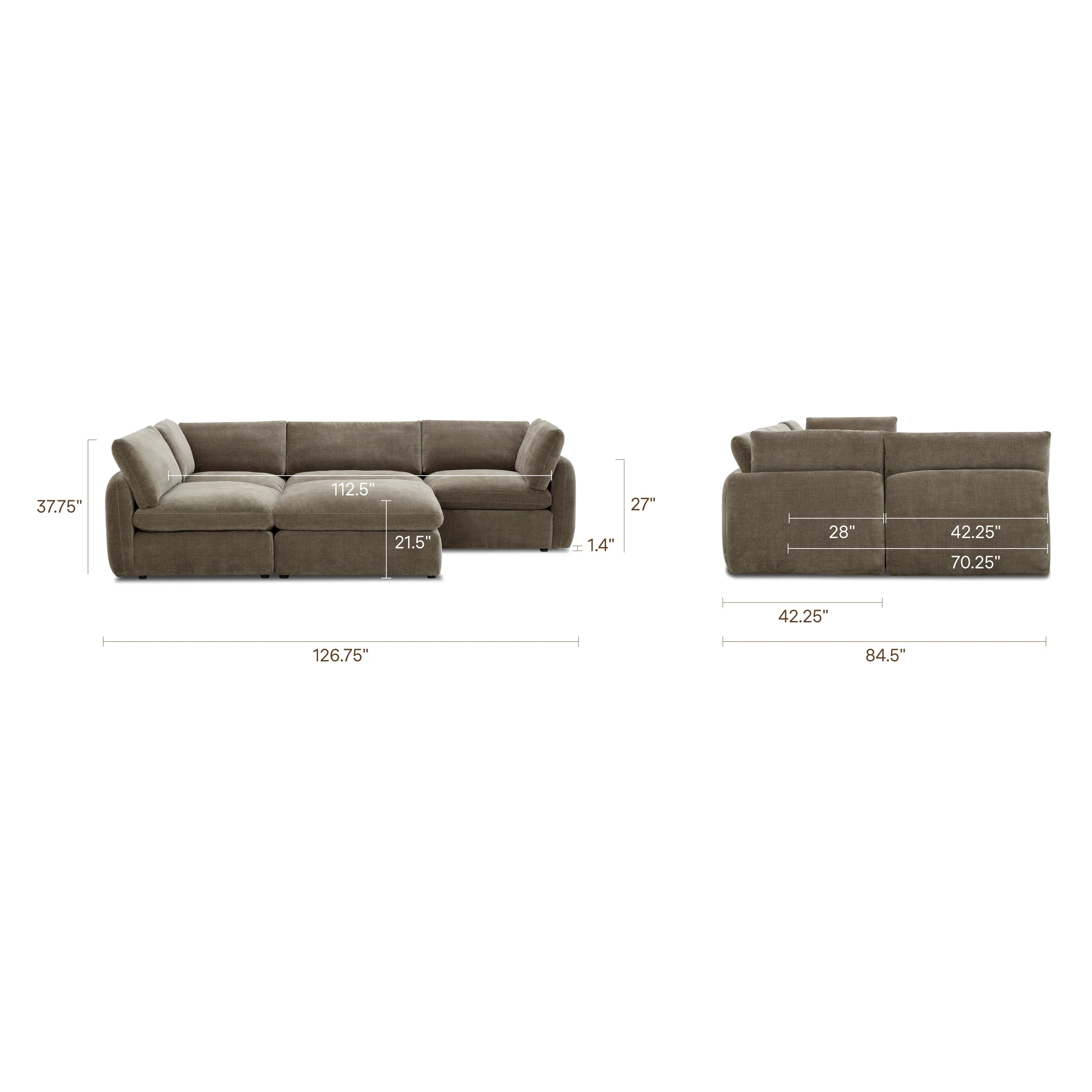 Tonga Modular 5-Piece Pit Lounge Sectional | Clove Brown - Image 16