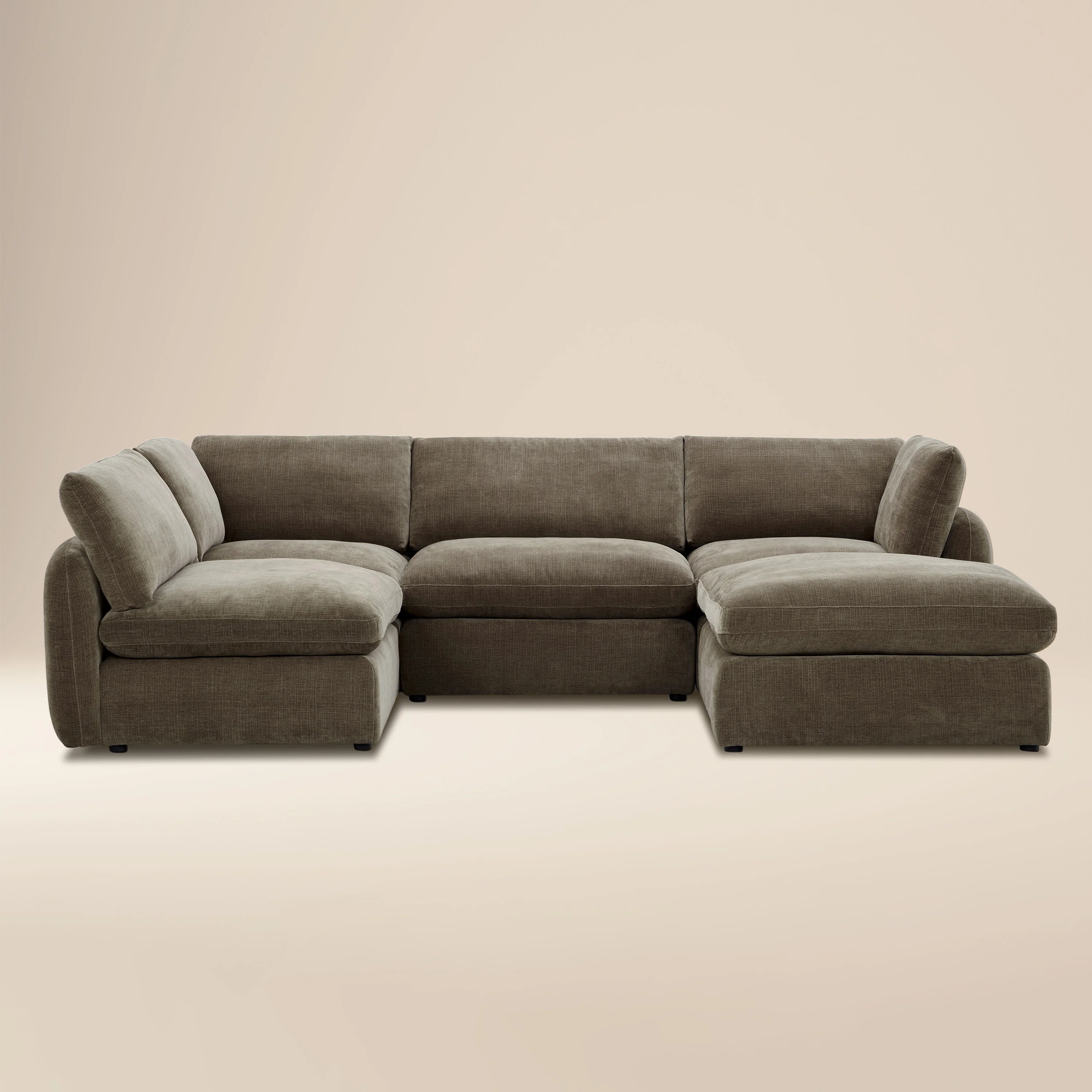 Tonga Modular 5-Piece U-Shaped Double Chaise Sectional | Clove Brown