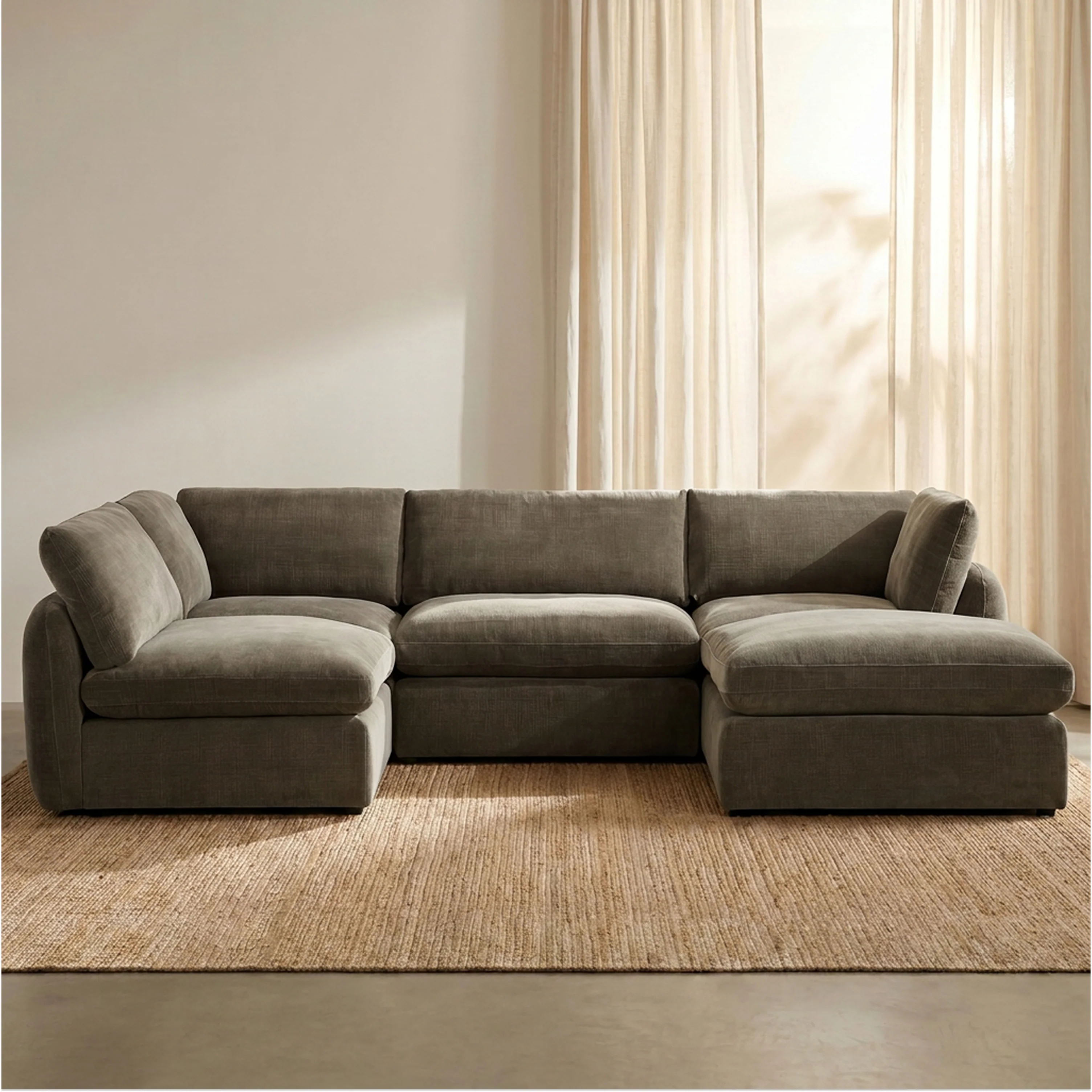 Tonga Modular 5-Piece U-Shaped Double Chaise Sectional | Clove Brown - Image 2
