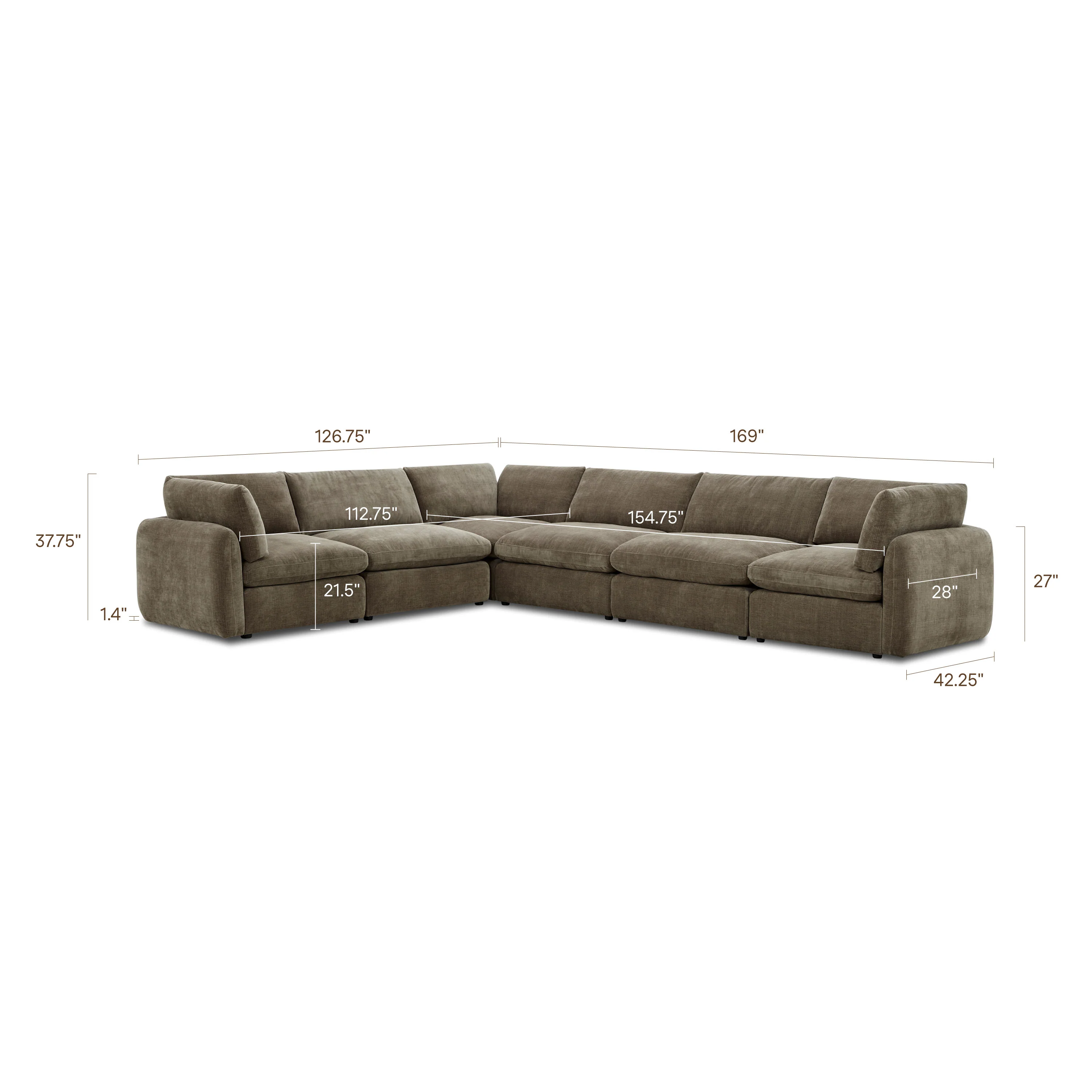 Tonga Modular 6-Piece L-Shaped Sectional | Clove Brown - Image 13