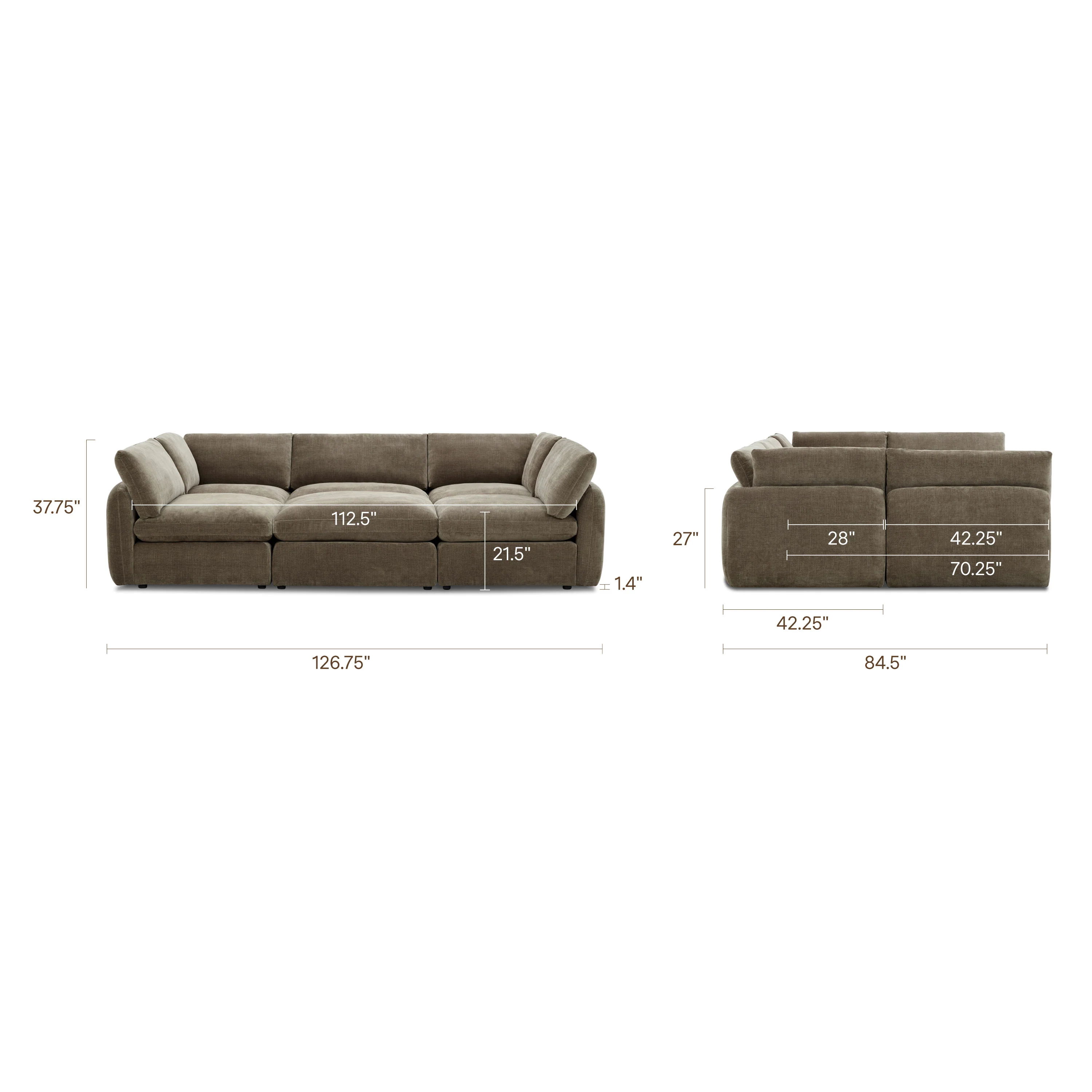 Tonga Modular 6-Piece Pit Lounge Sectional | Clove Brown - Image 14