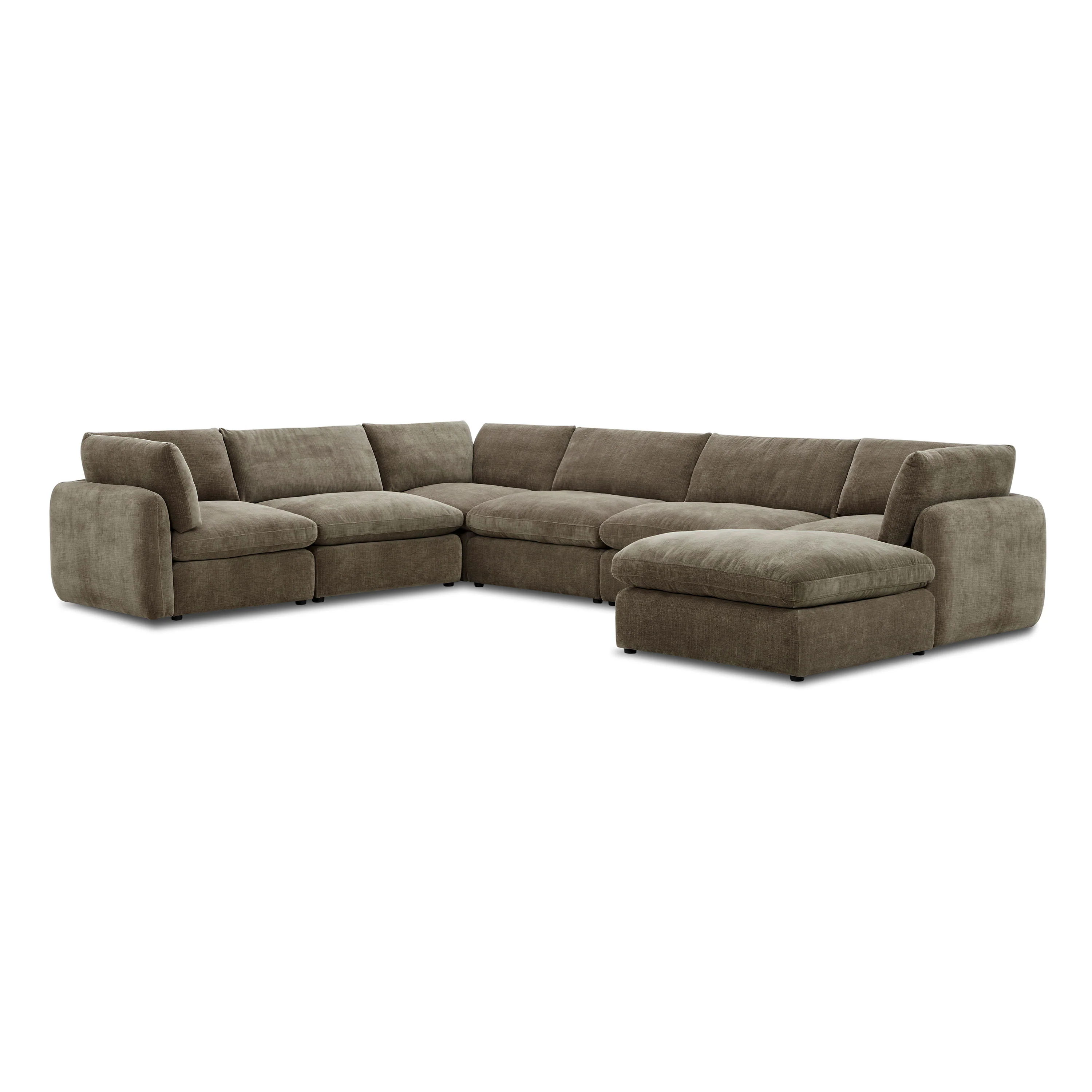 Tonga Modular 7-Piece L-Shaped Sectional with Chaise | Clove Brown - Image 4