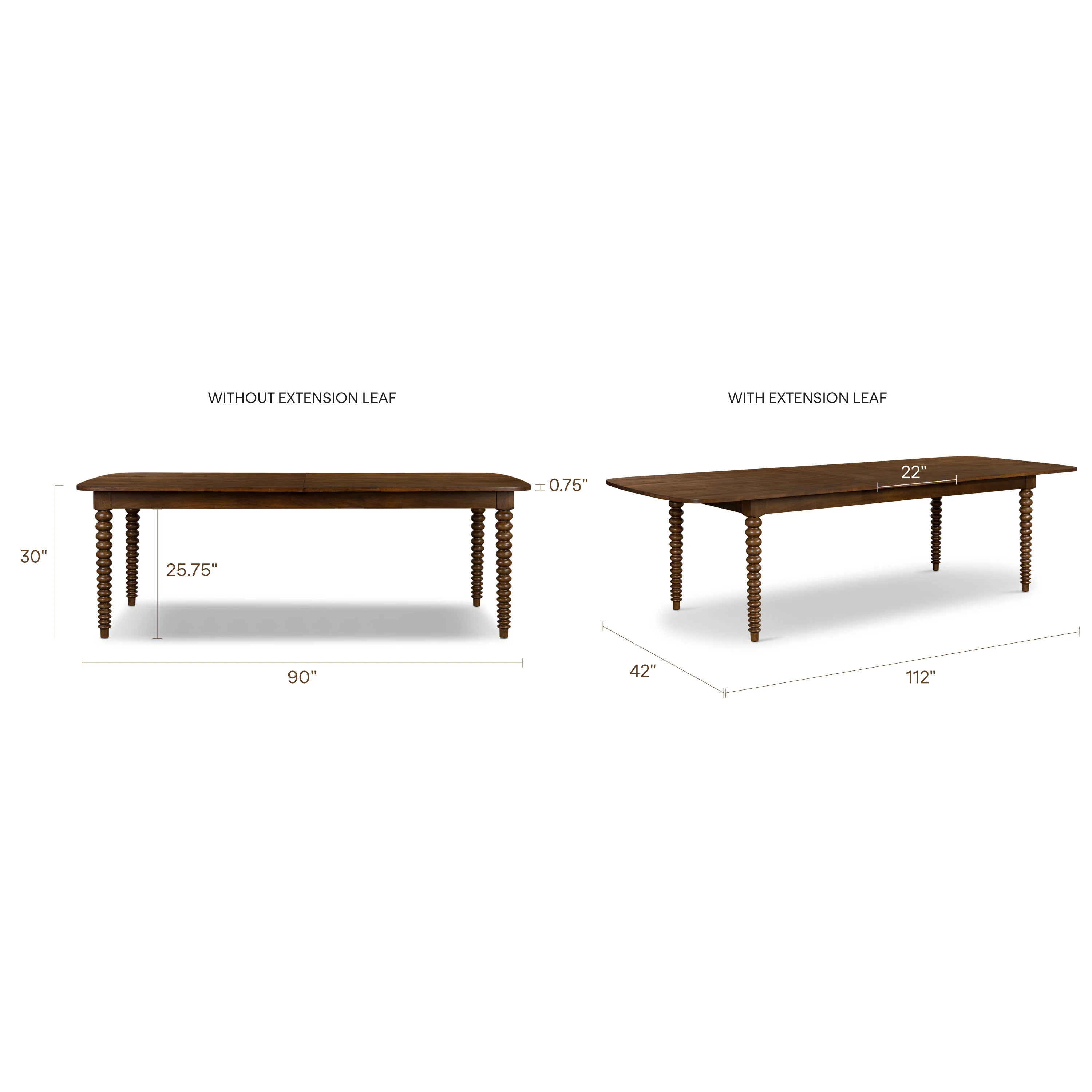 Torno 90"-112" Extendable Dining Table | Walnut - Image 18