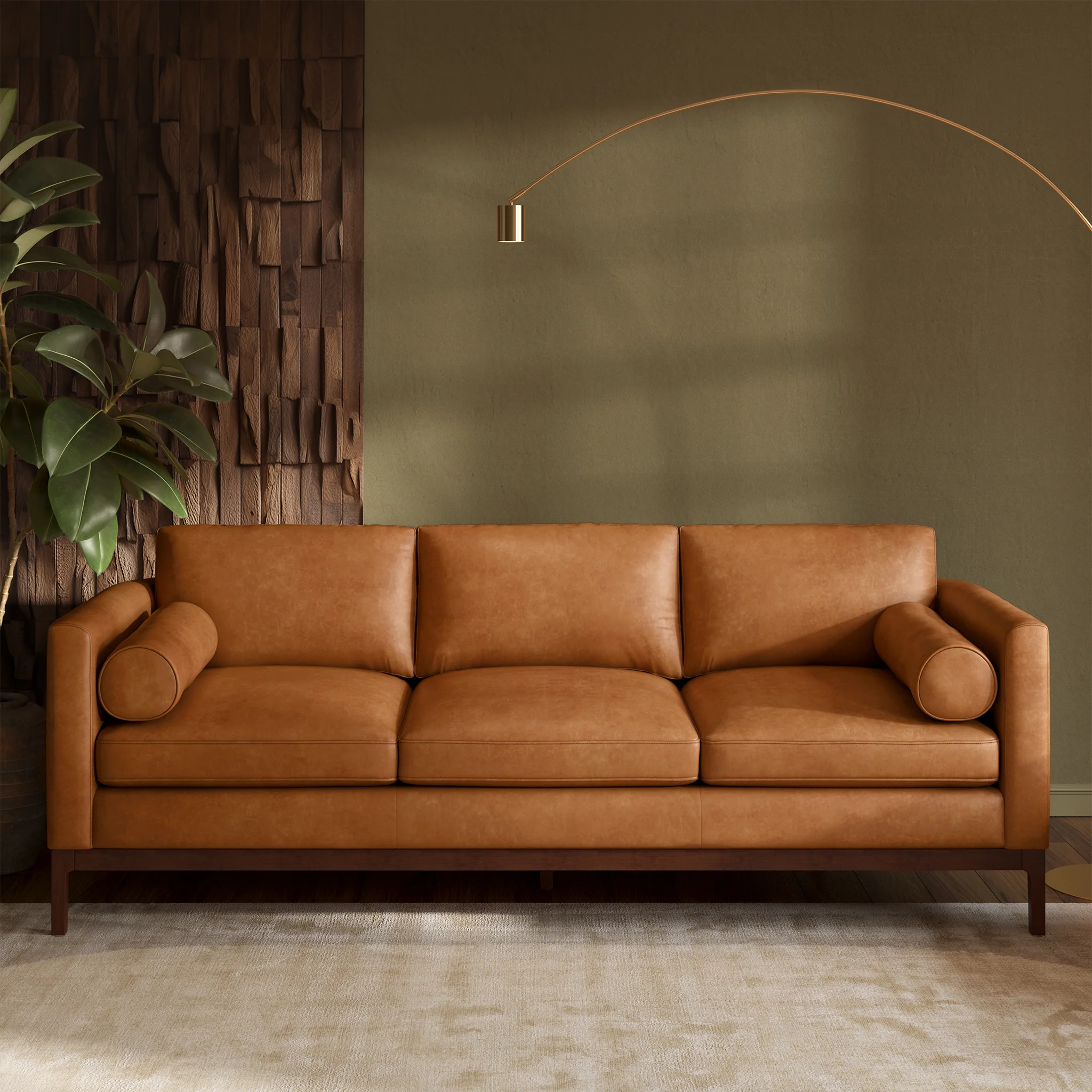 Toscano 89" Leather Sofa | Cognac Tan - Image 2