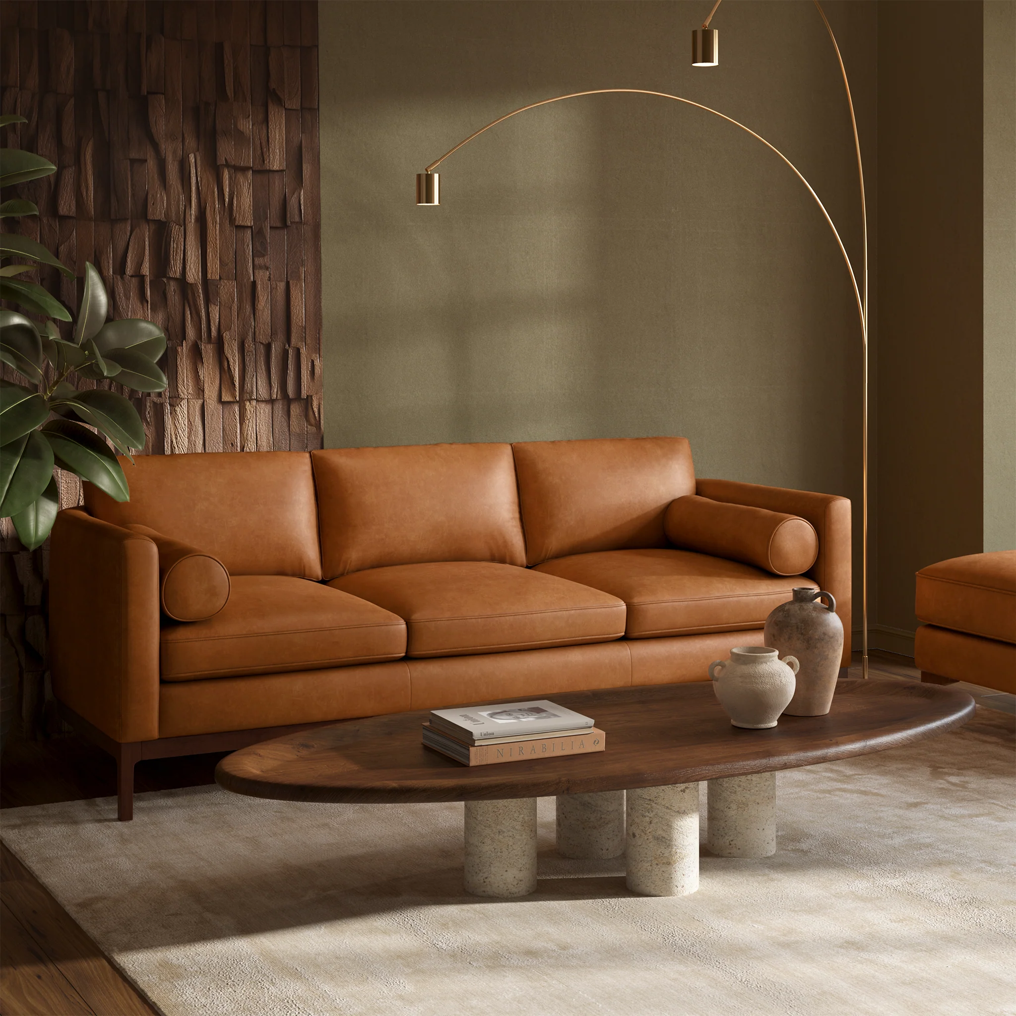 Toscano 89" Leather Sofa | Cognac Tan - Image 3