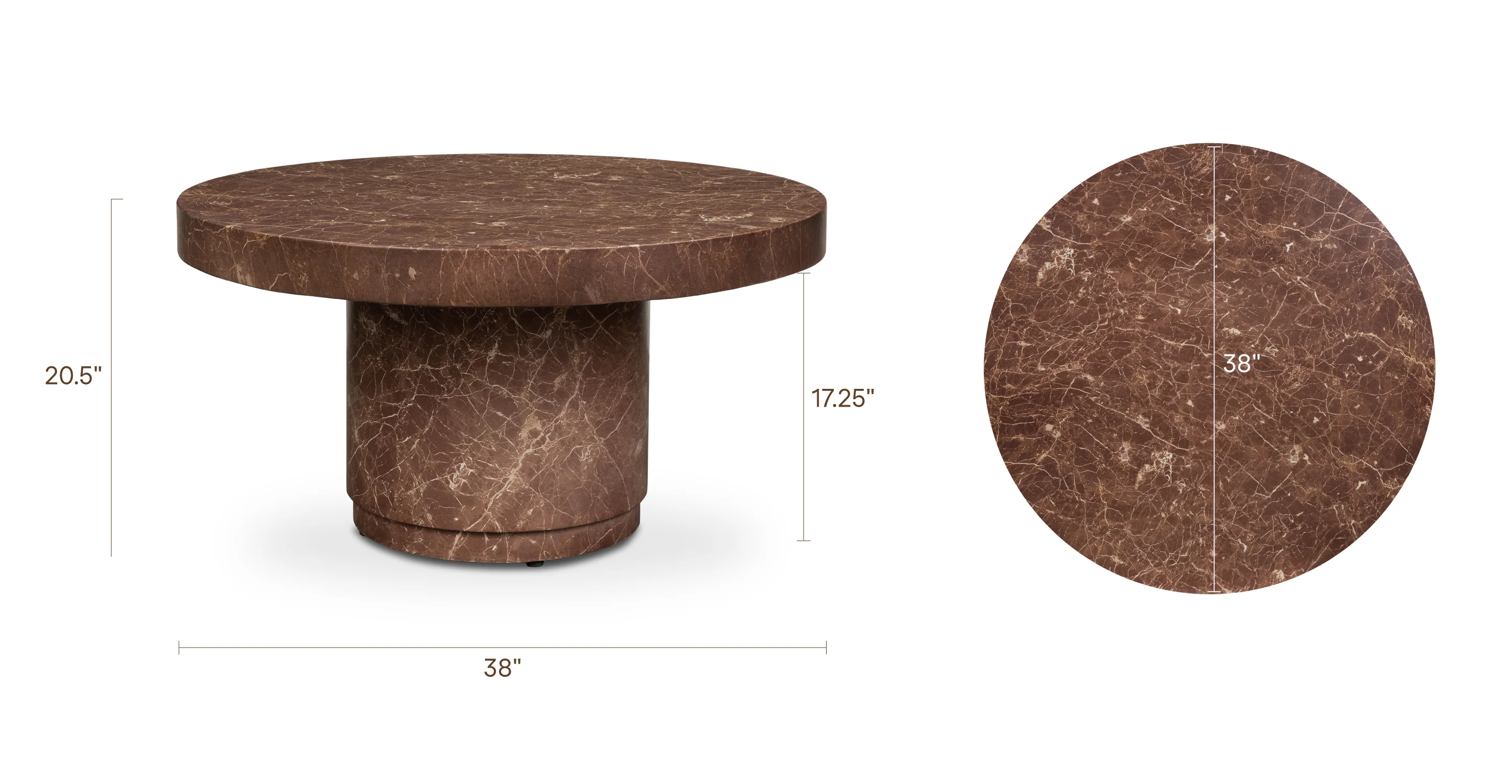 Treso 38" Coffee Table | Bordeaux Red - Image 11