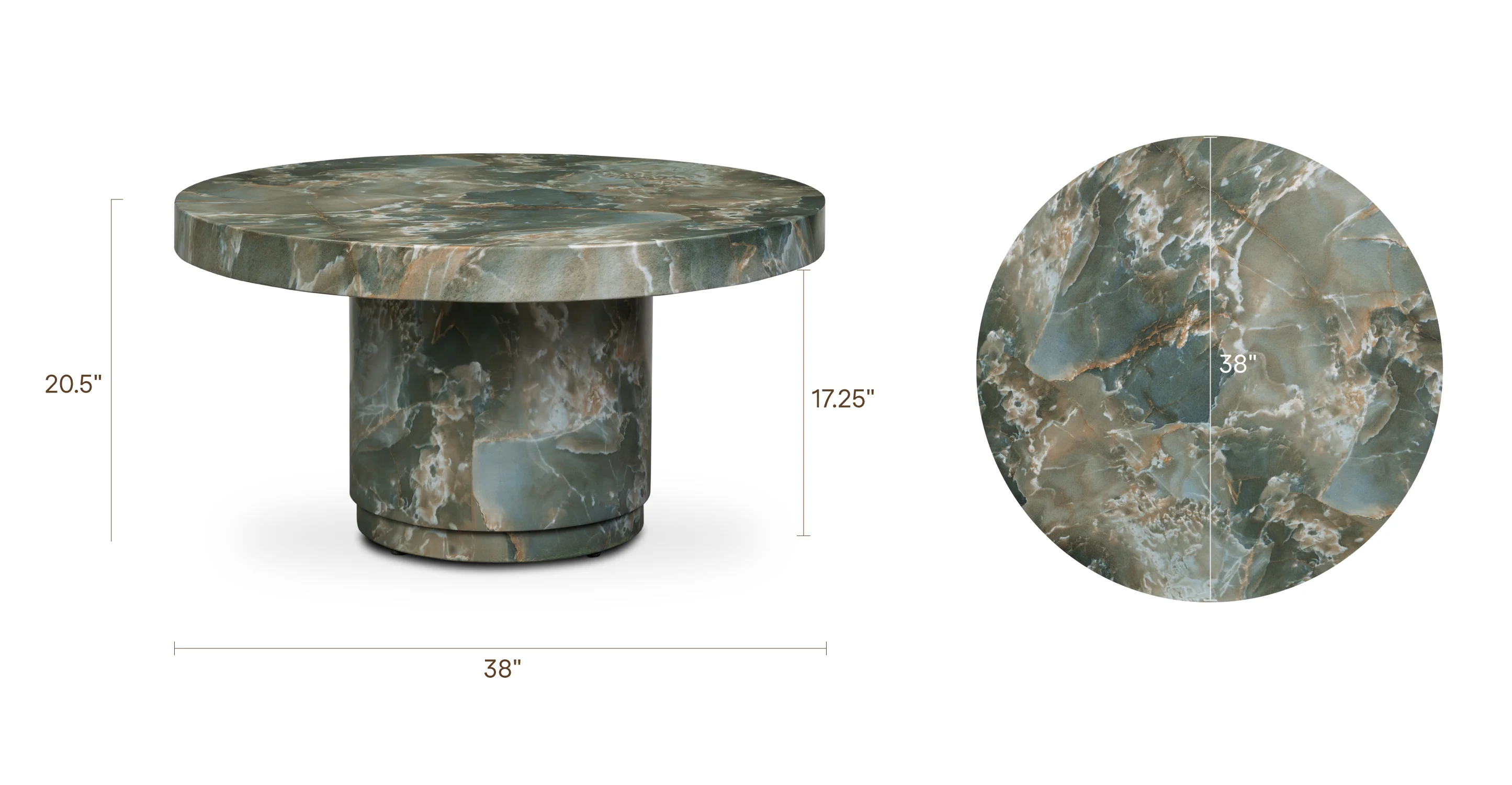 Treso 38" Coffee Table | Jade Green - Image 12