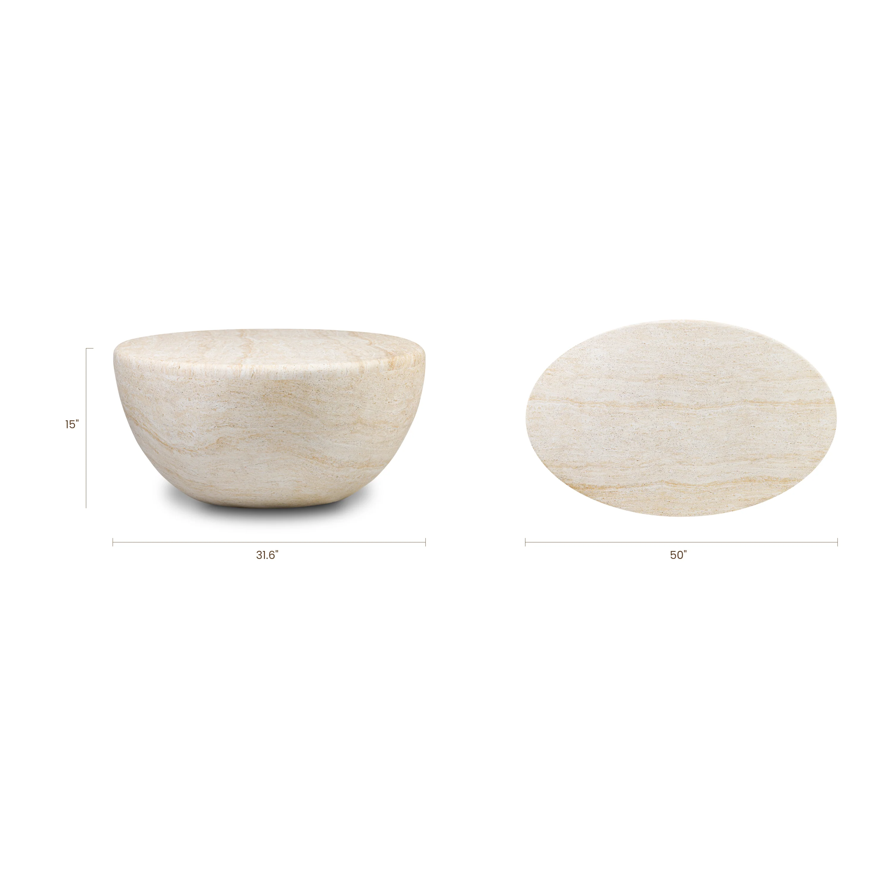 Trevi Oval Coffee Table | Travertine - Image 12