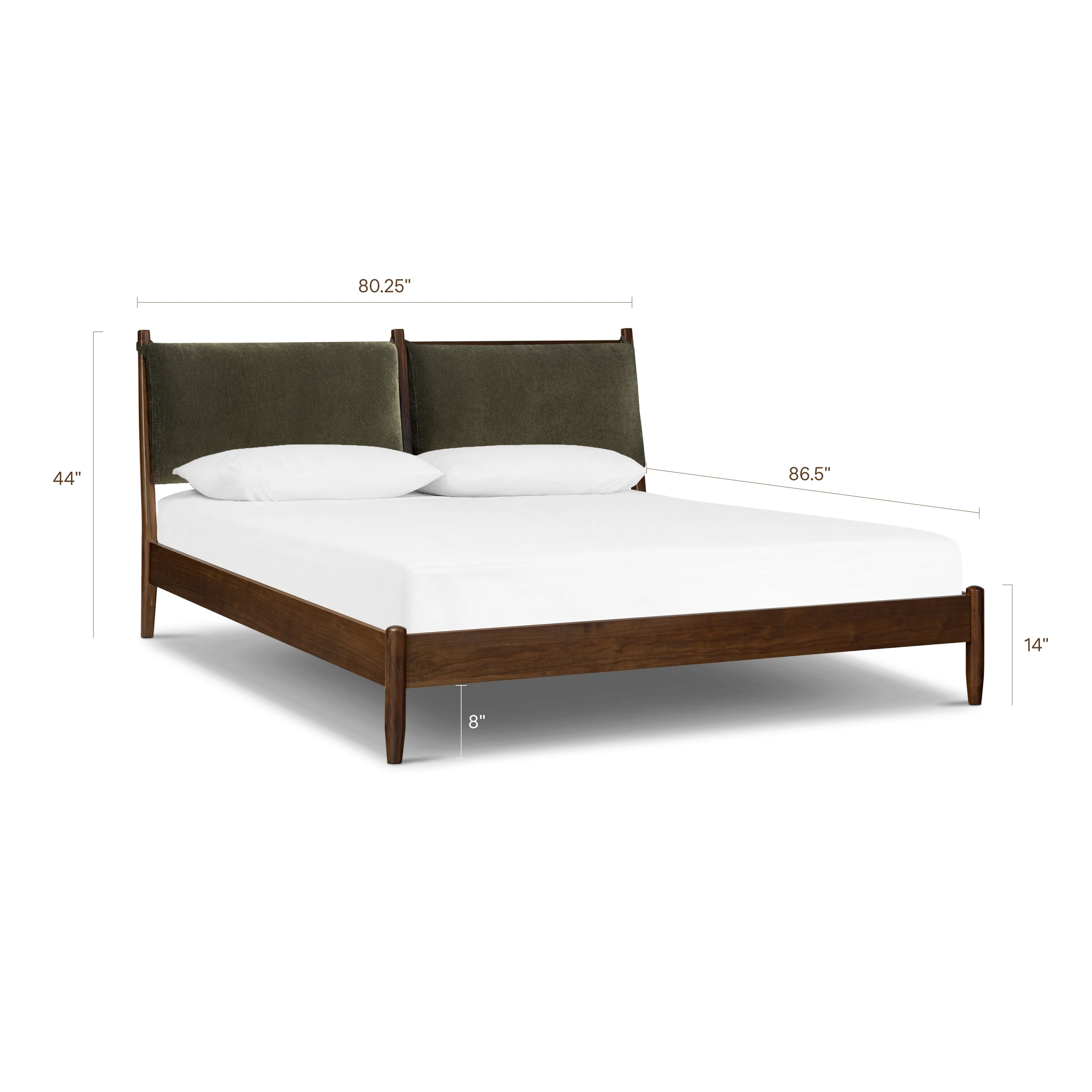 Truro Bed Frame with Fabric Headboard Cushions | Lume Green | King - Image 15