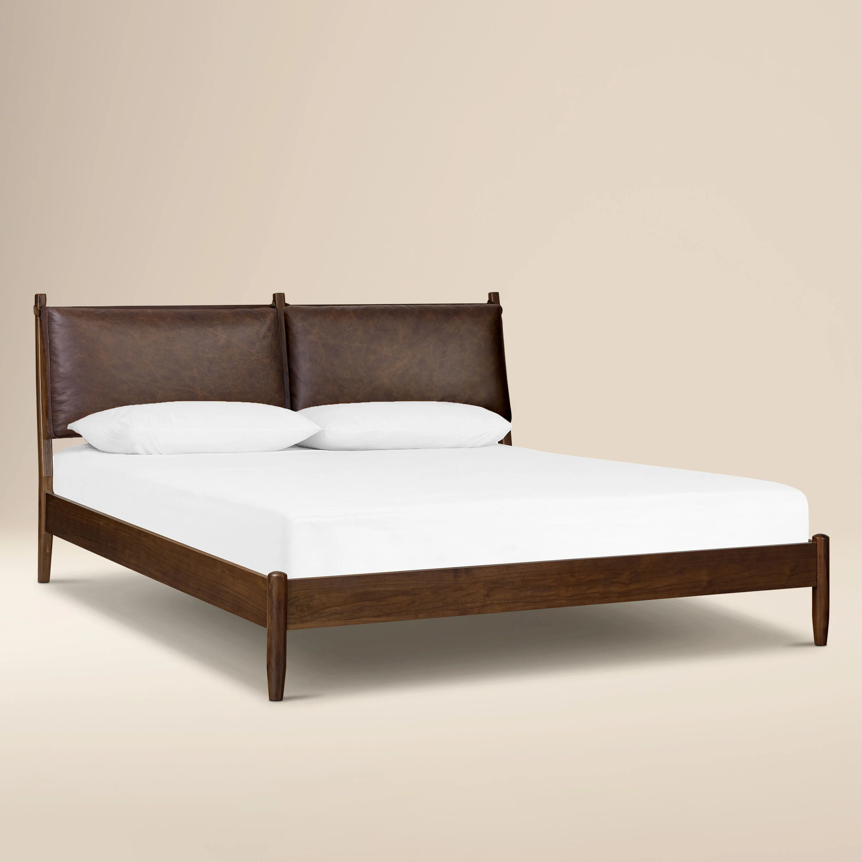 Truro Bed with Leather Cushions | Bridle Brown | King