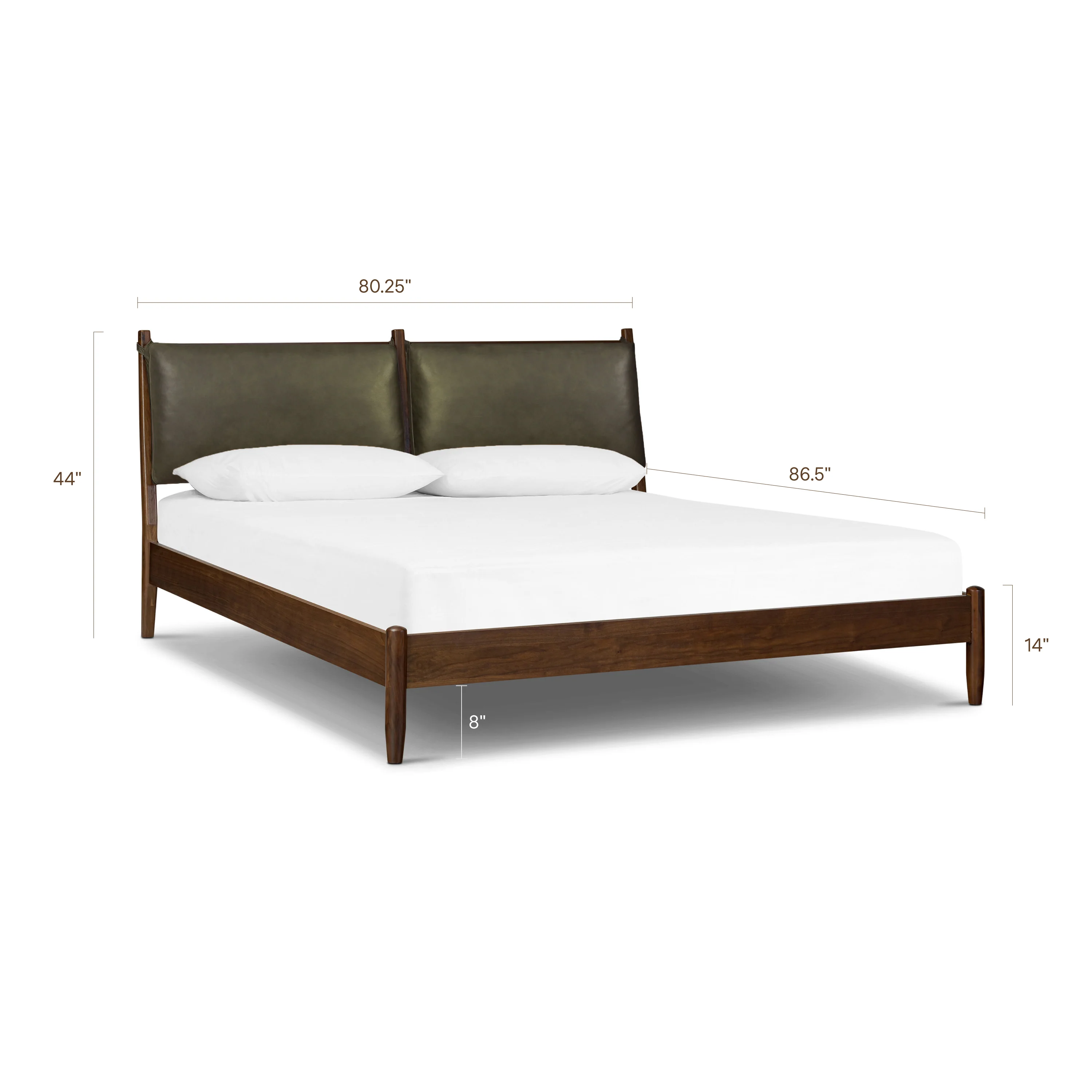 Truro Bed with Leather Cushions | Olivine Green | King - Image 18
