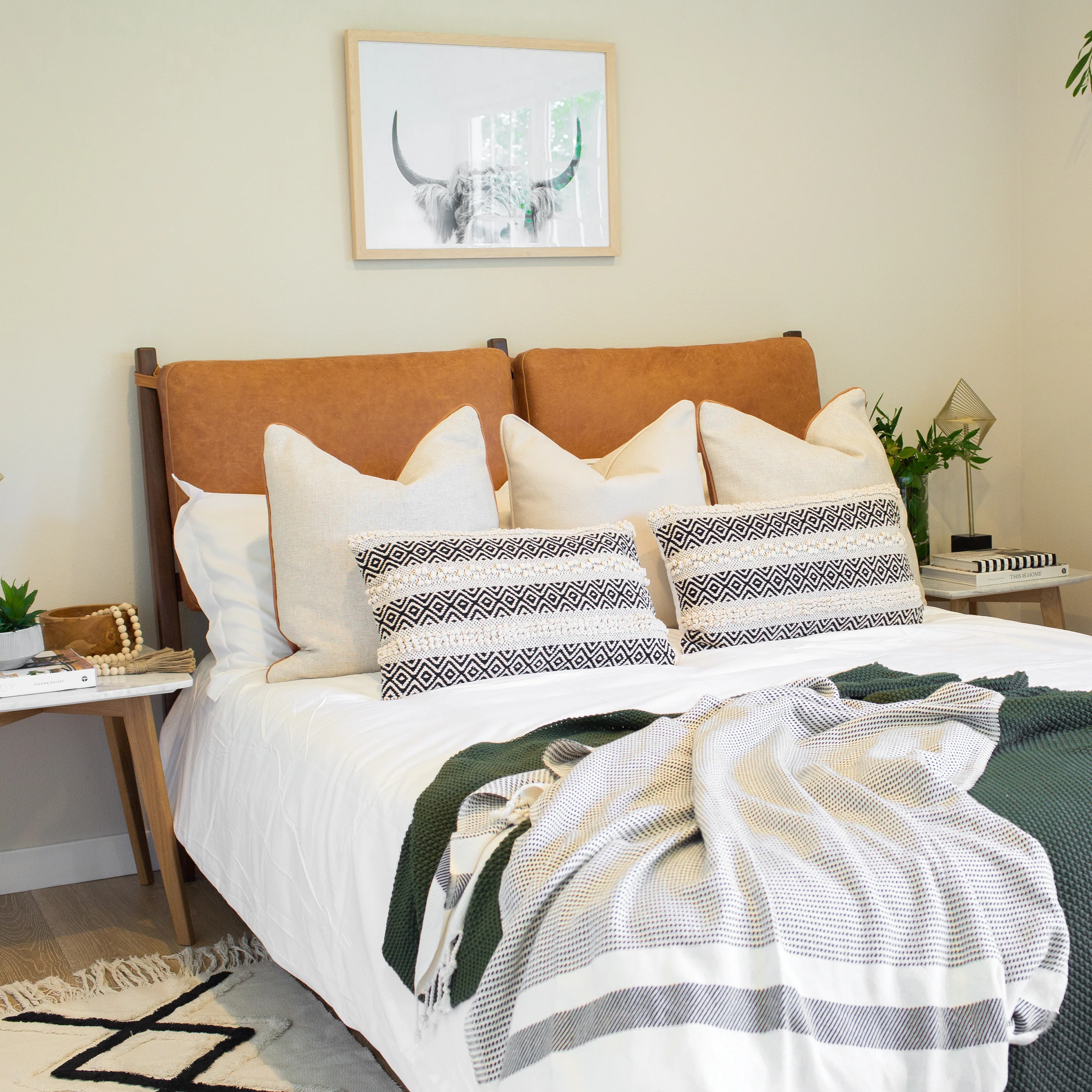 Truro Bed with Leather Cushions | Cognac Tan | King - Image 2