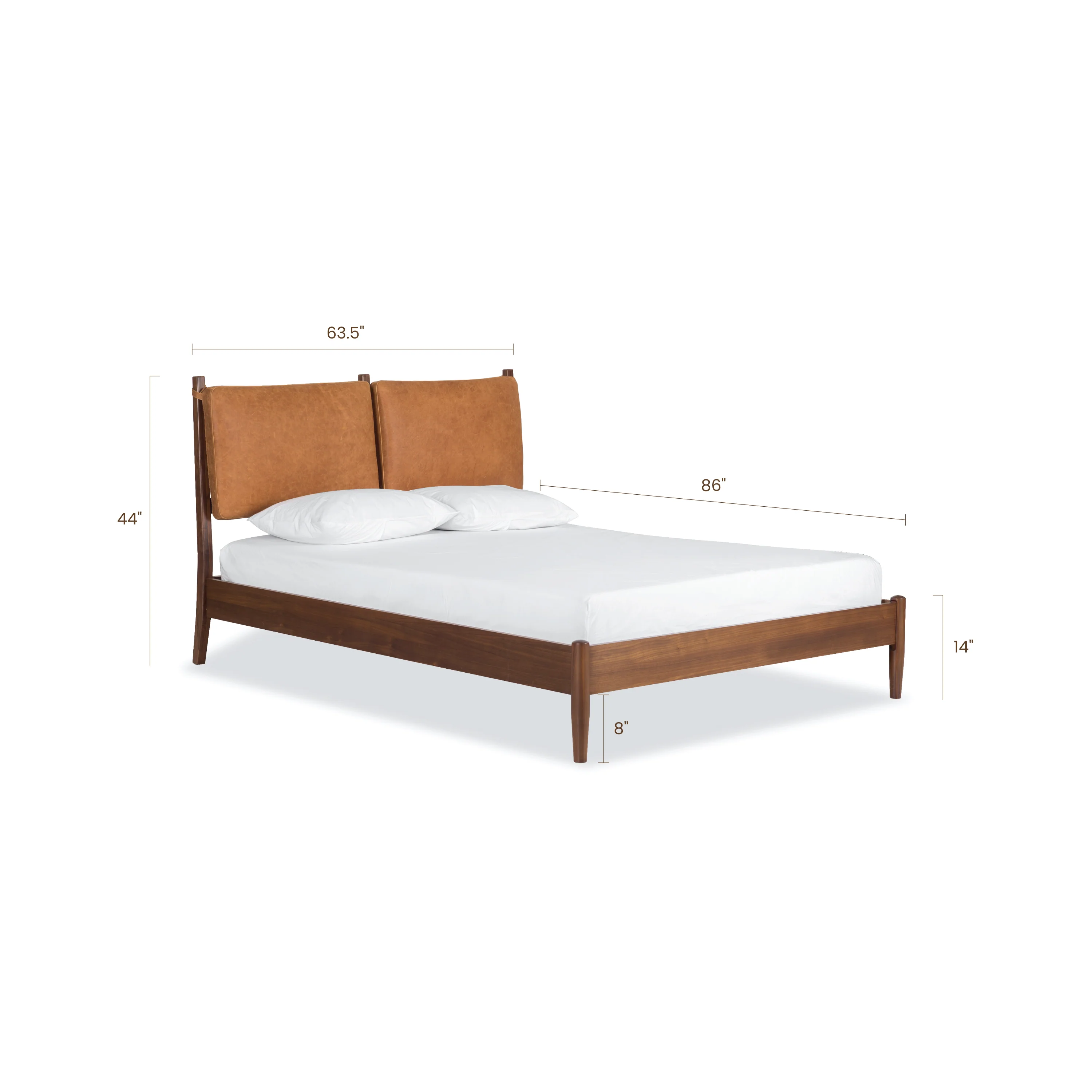 Truro Bed with Leather Cushions | Cognac Tan | Queen - Image 15