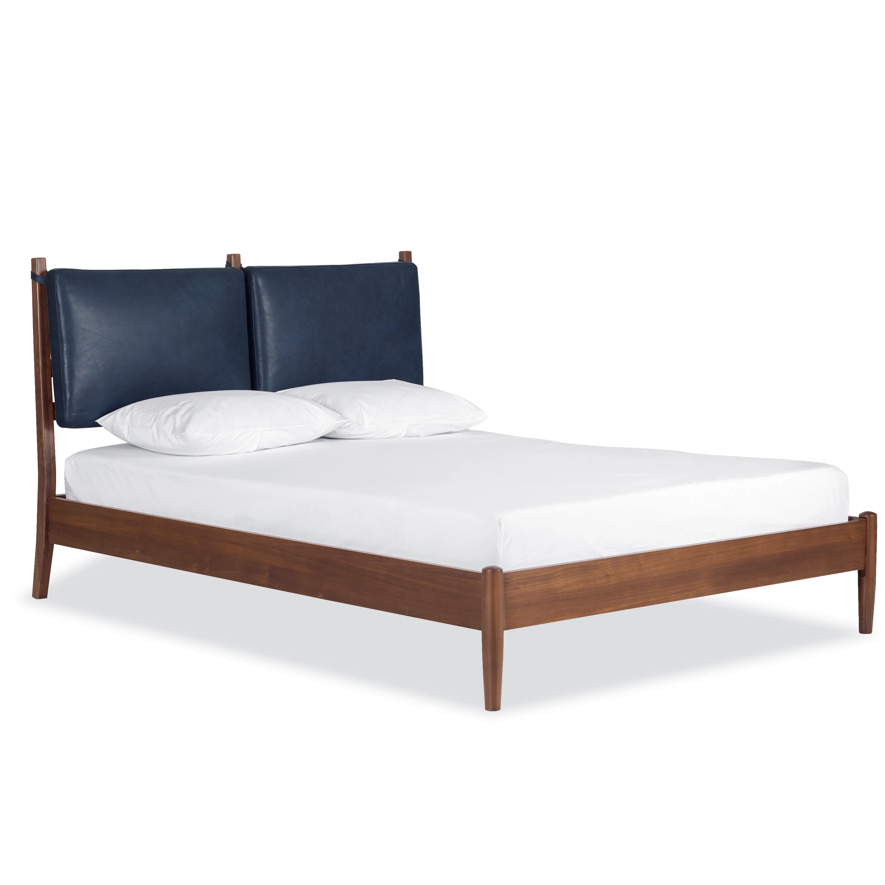 Truro Bed with Leather Cushions | Midnight Blue | King - Image 3
