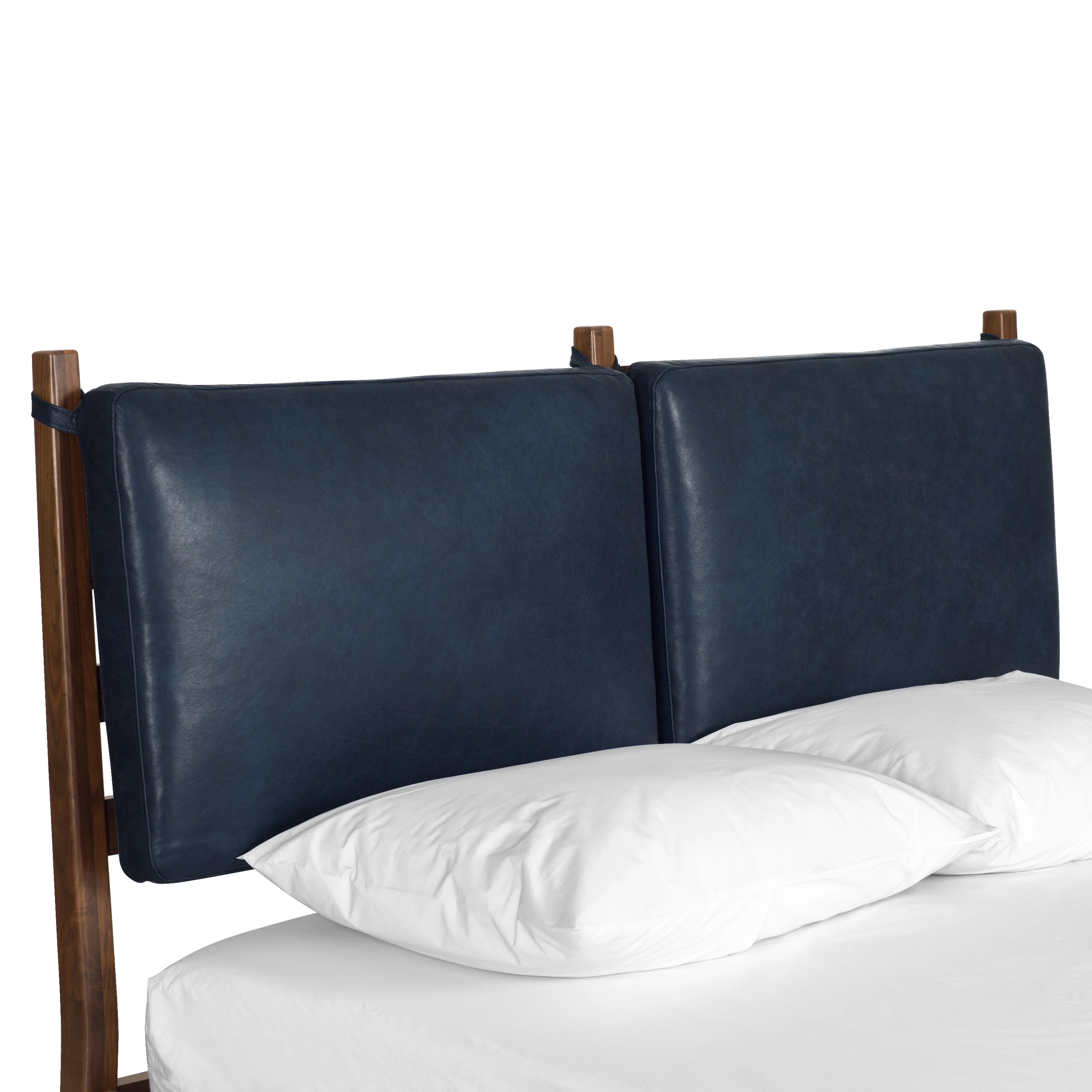 Truro Bed with Leather Cushions | Midnight Blue | Queen - Image 9