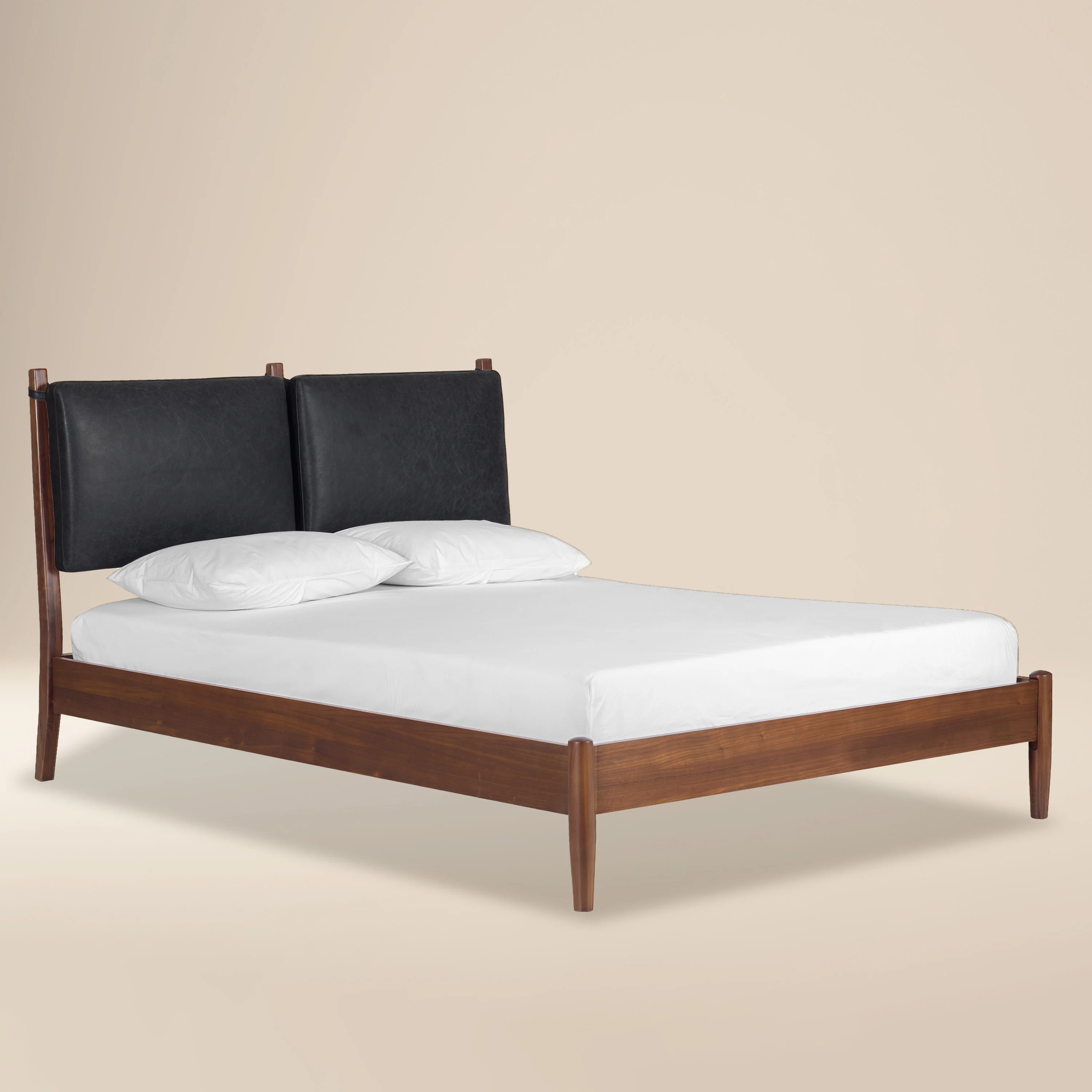 Truro Bed with Leather Cushions | Onyx Black | King