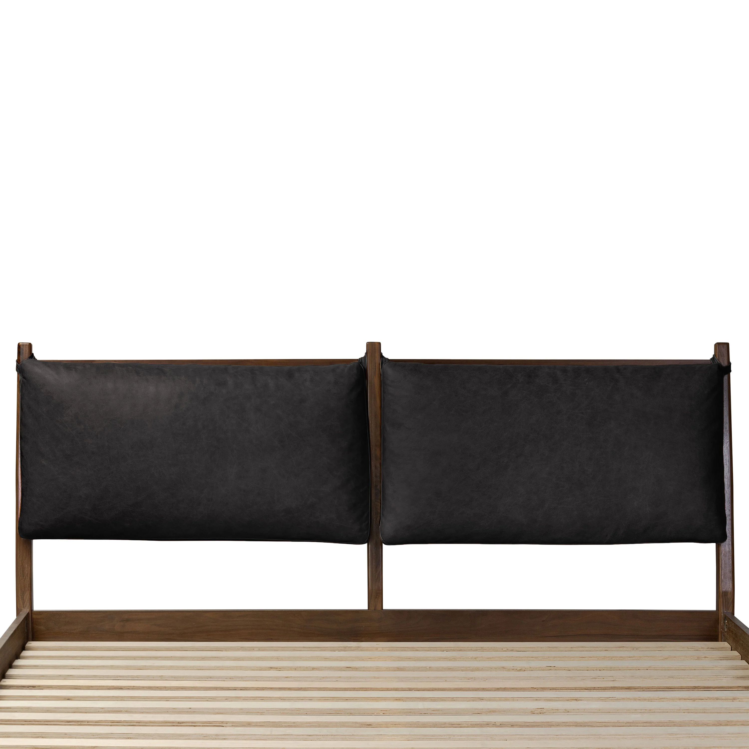 Truro Bed with Leather Cushions | Onyx Black | King - Image 11