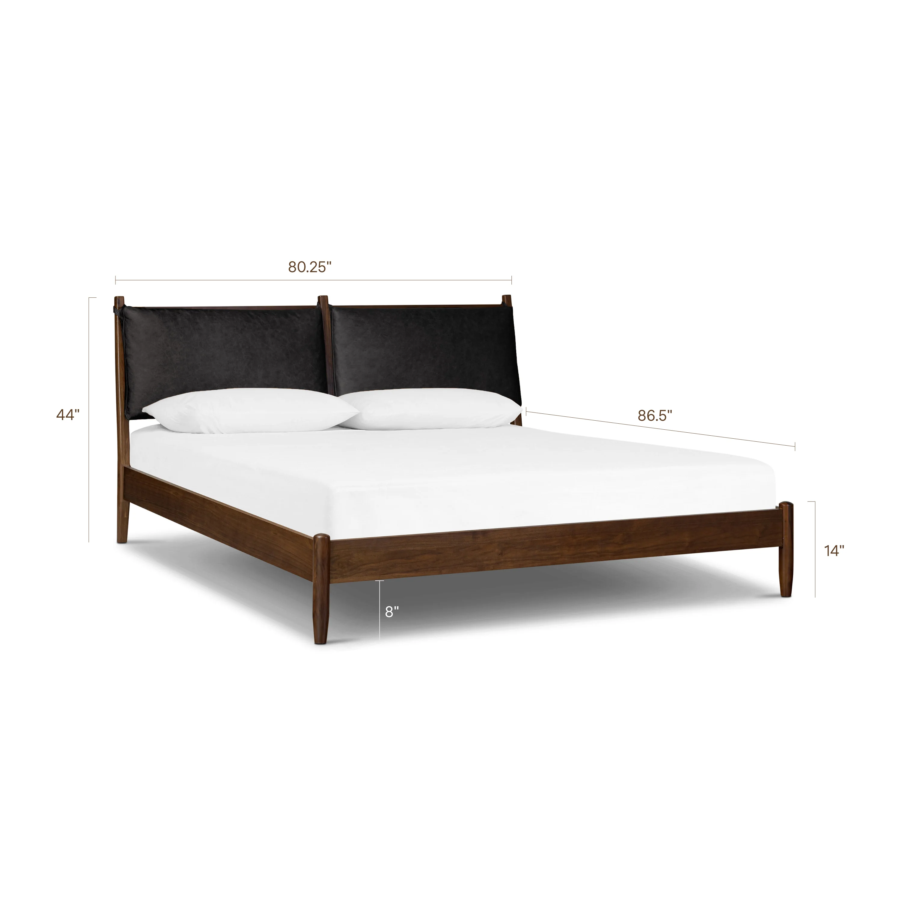 Truro Bed with Leather Cushions | Onyx Black | King - Image 16