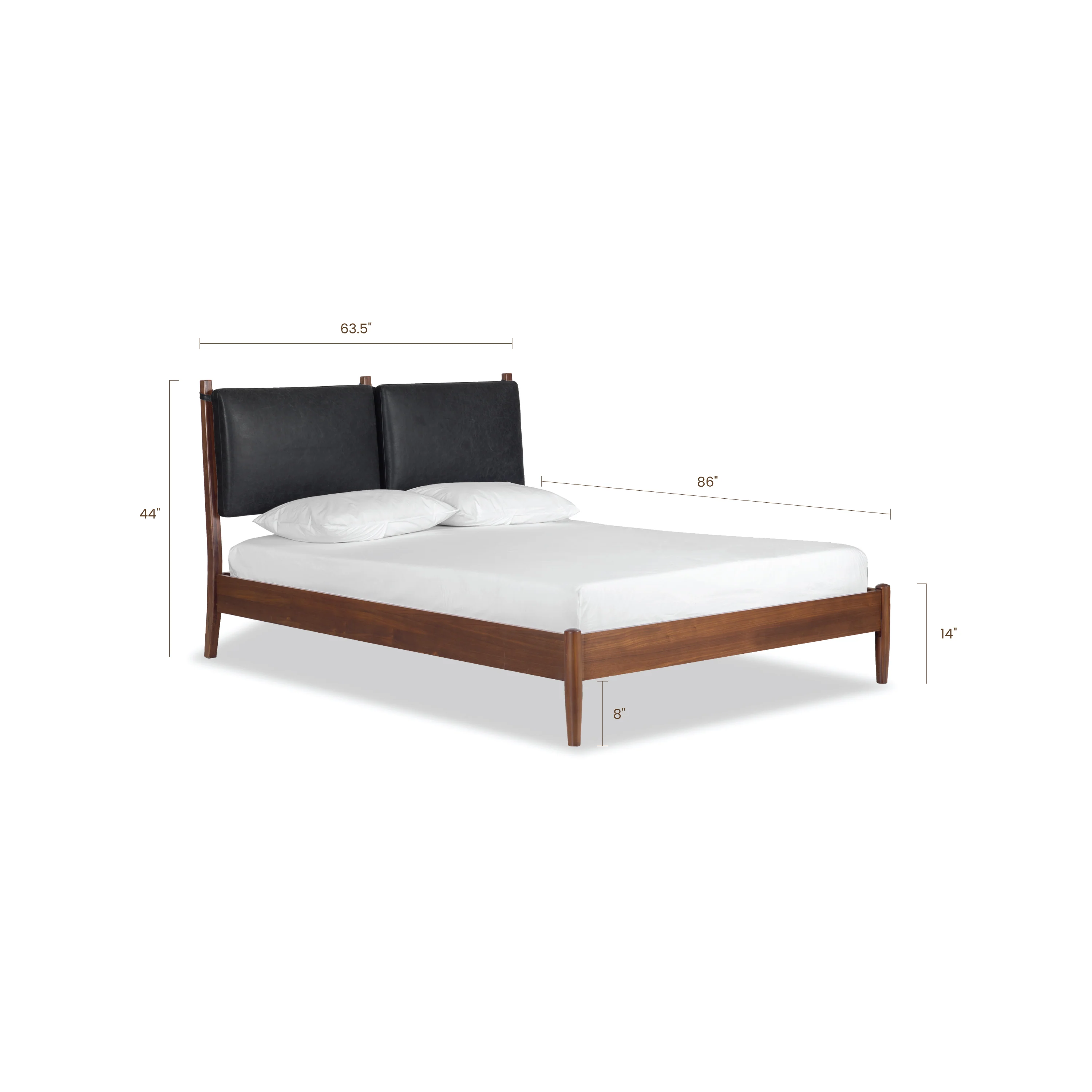 Truro Bed with Leather Cushions | Onyx Black | Queen - Image 13