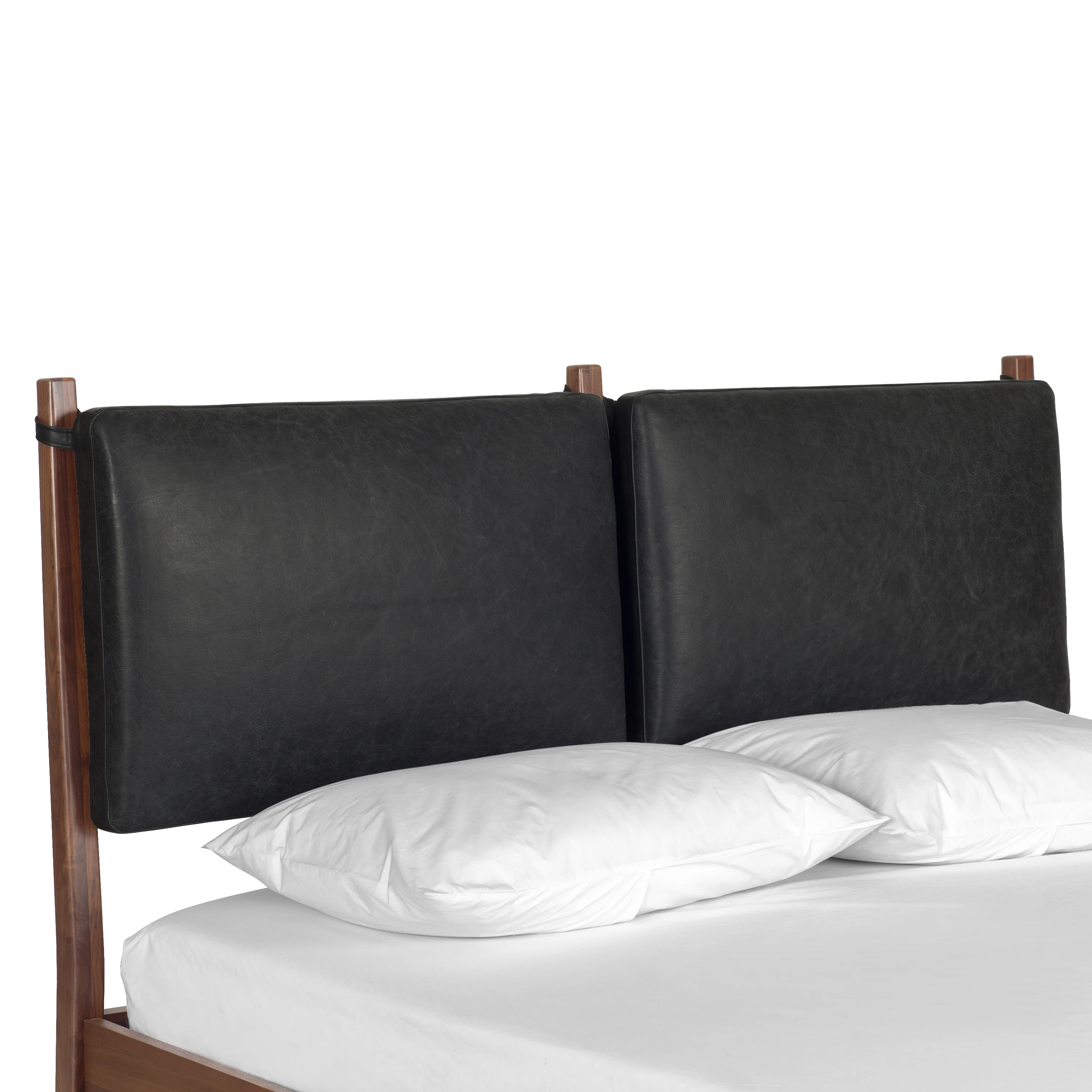 Truro Bed with Leather Cushions | Onyx Black | Queen - Image 8