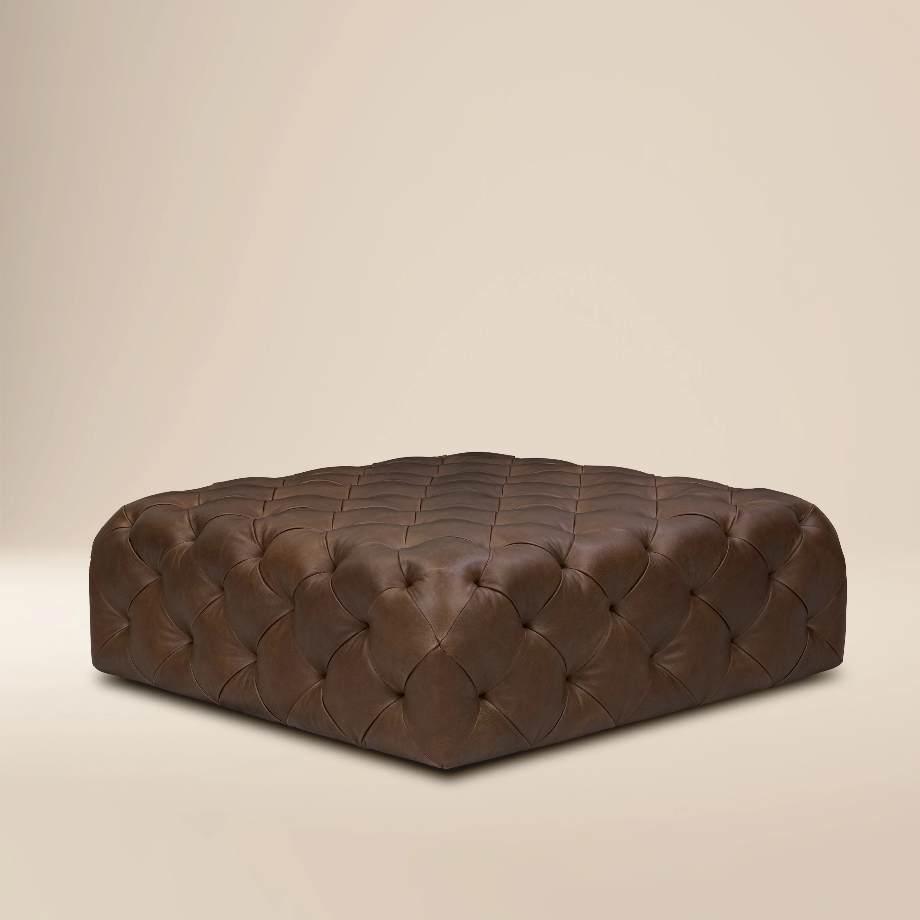 Turin Leather Ottoman | Cocoa Brown
