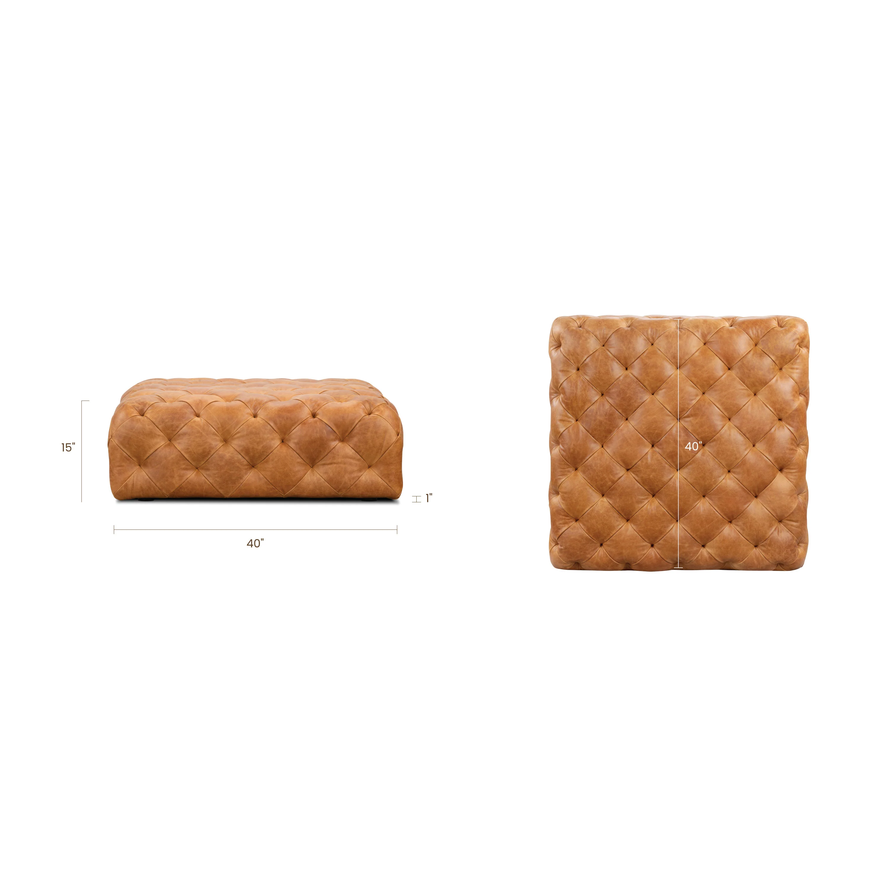 Turin Leather Ottoman | Cognac Tan - Image 14
