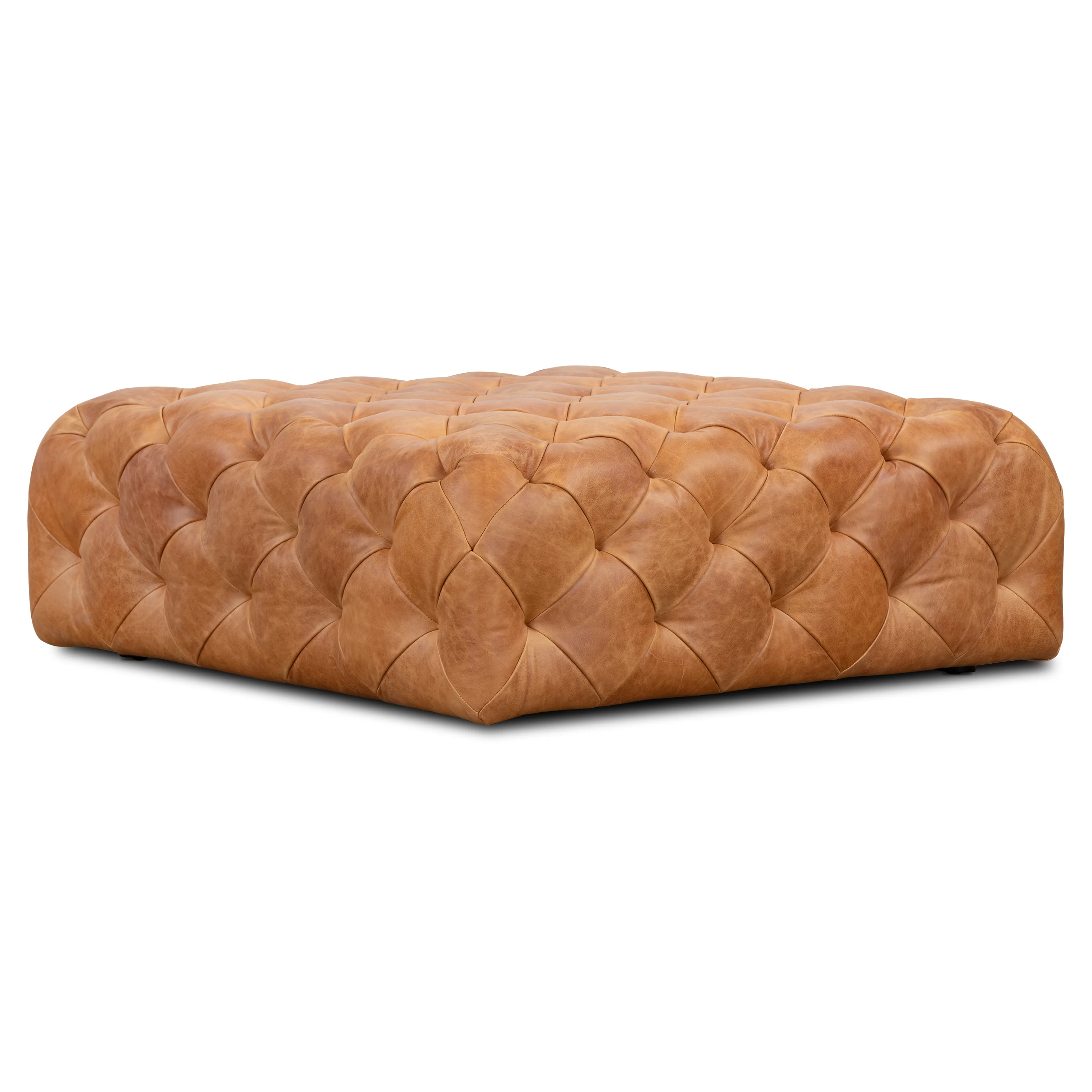 Turin Leather Ottoman | Cognac Tan - Image 3