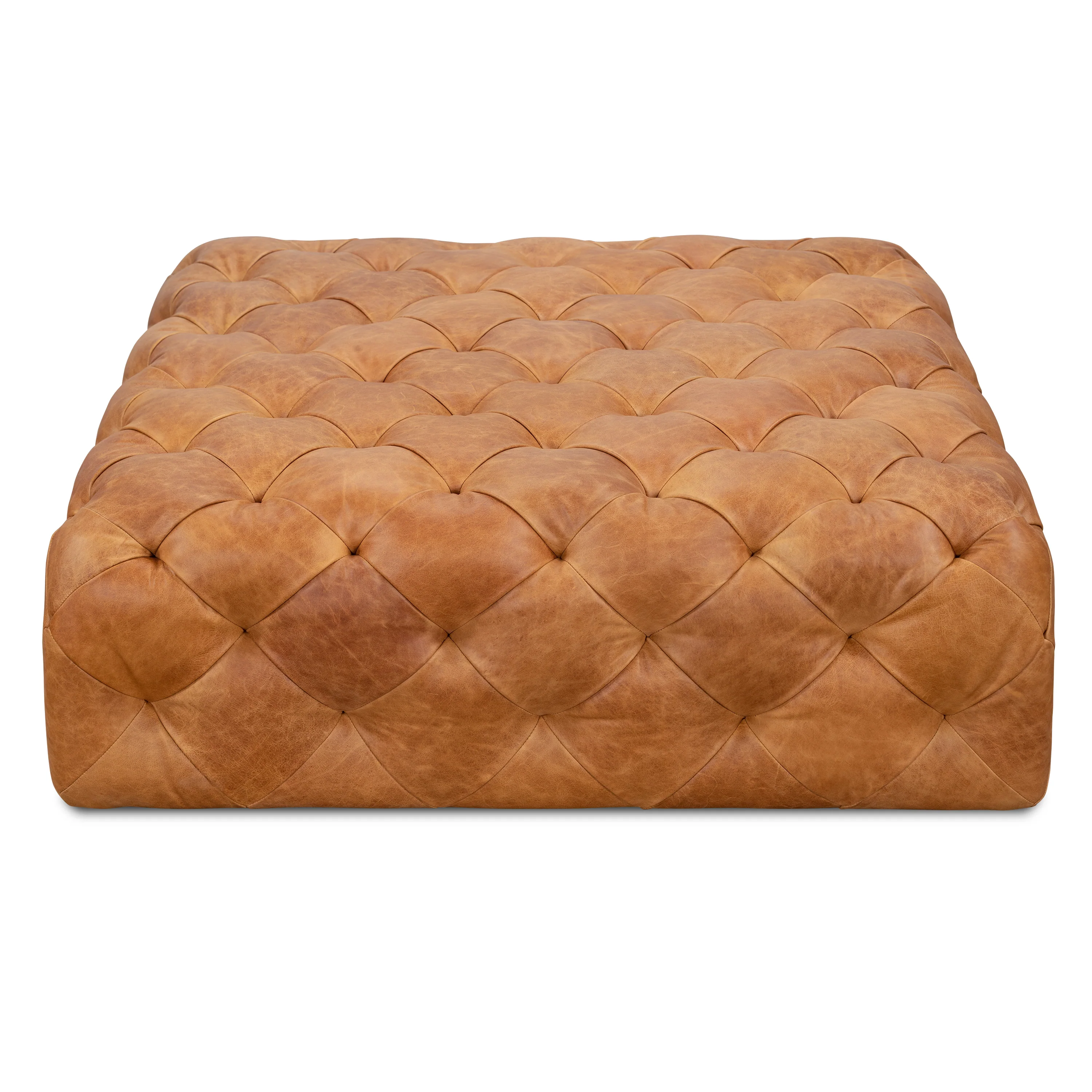 Turin Leather Ottoman | Cognac Tan - Image 4
