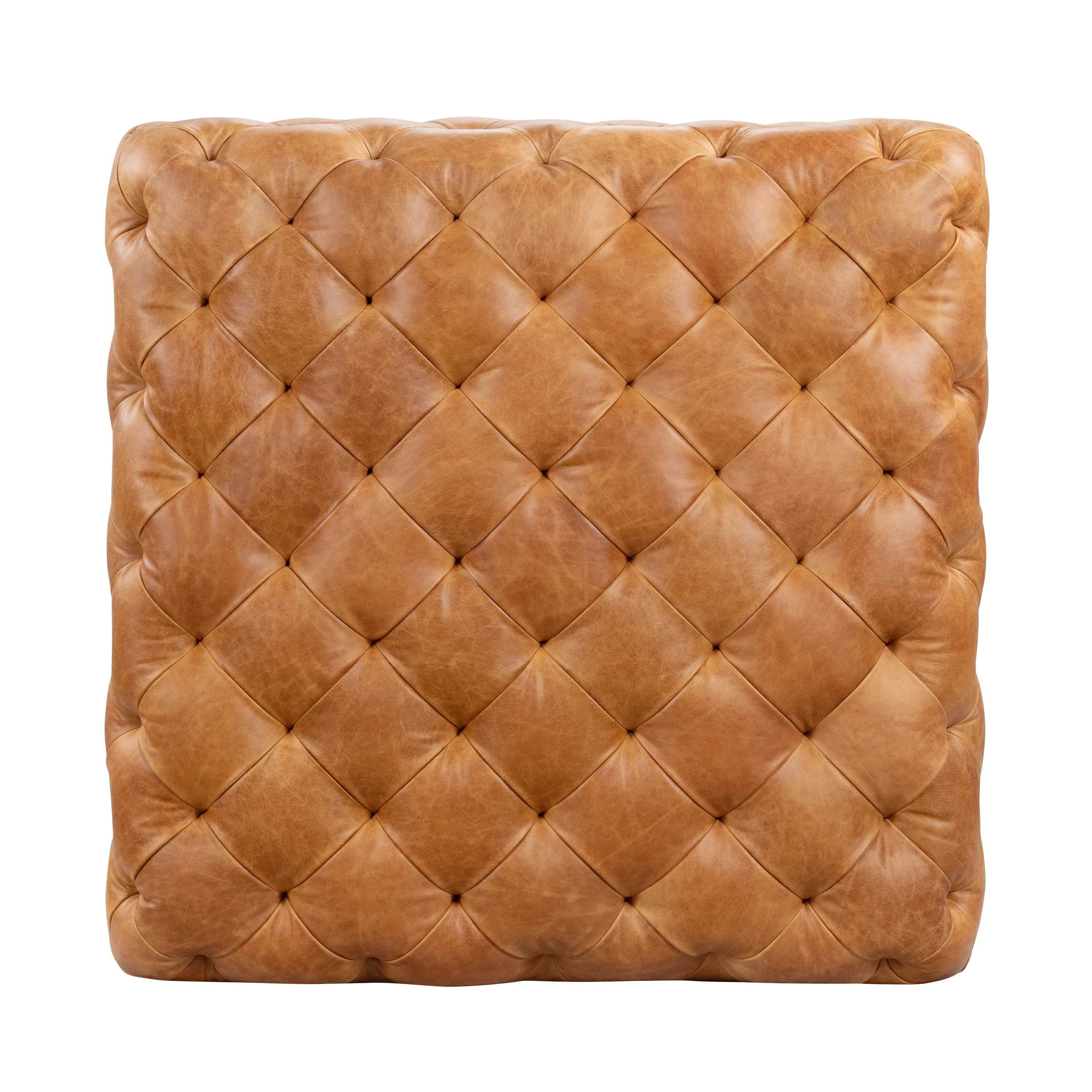 Turin Leather Ottoman | Cognac Tan - Image 6