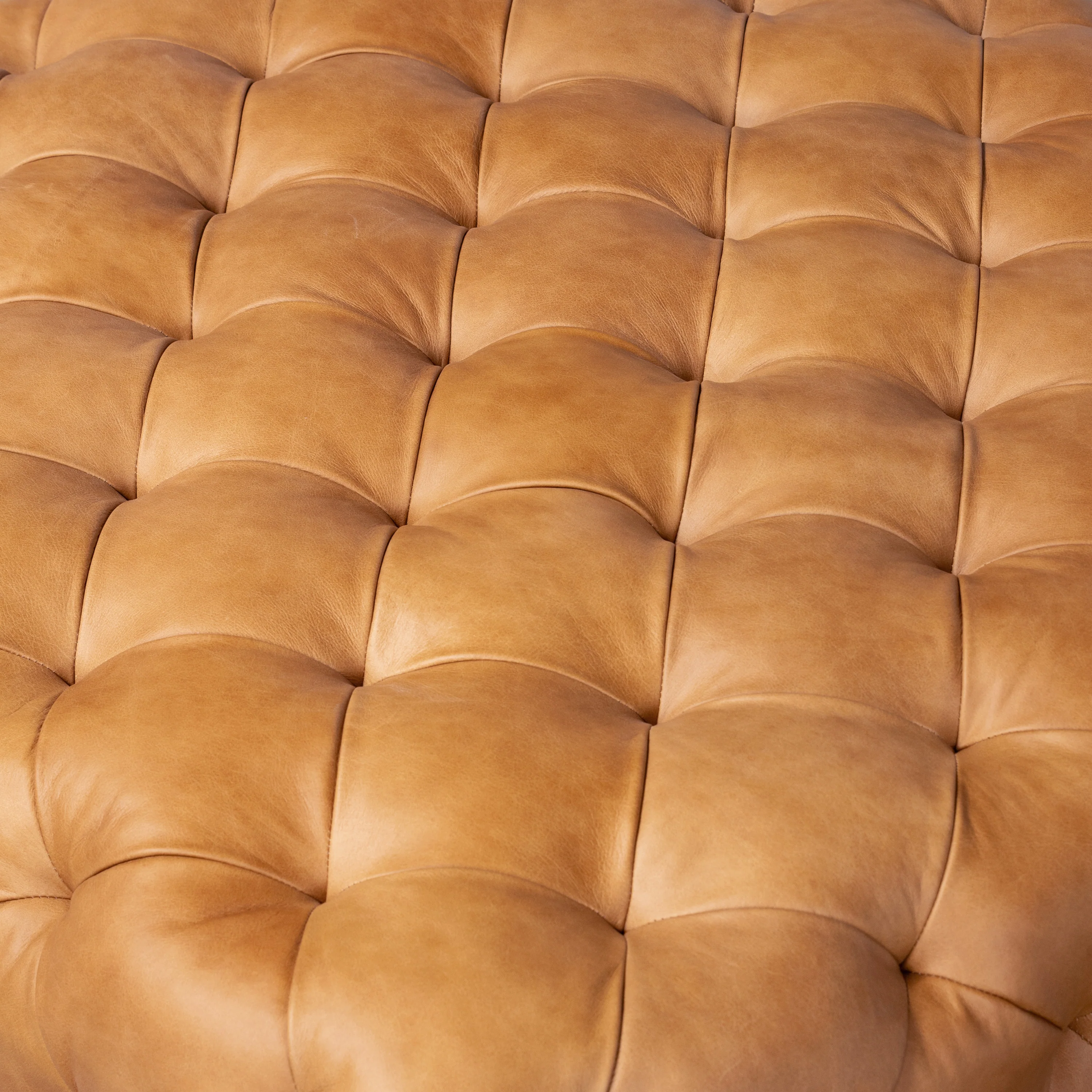 Turin Leather Ottoman with Wood Legs | Cognac Tan - Image 10