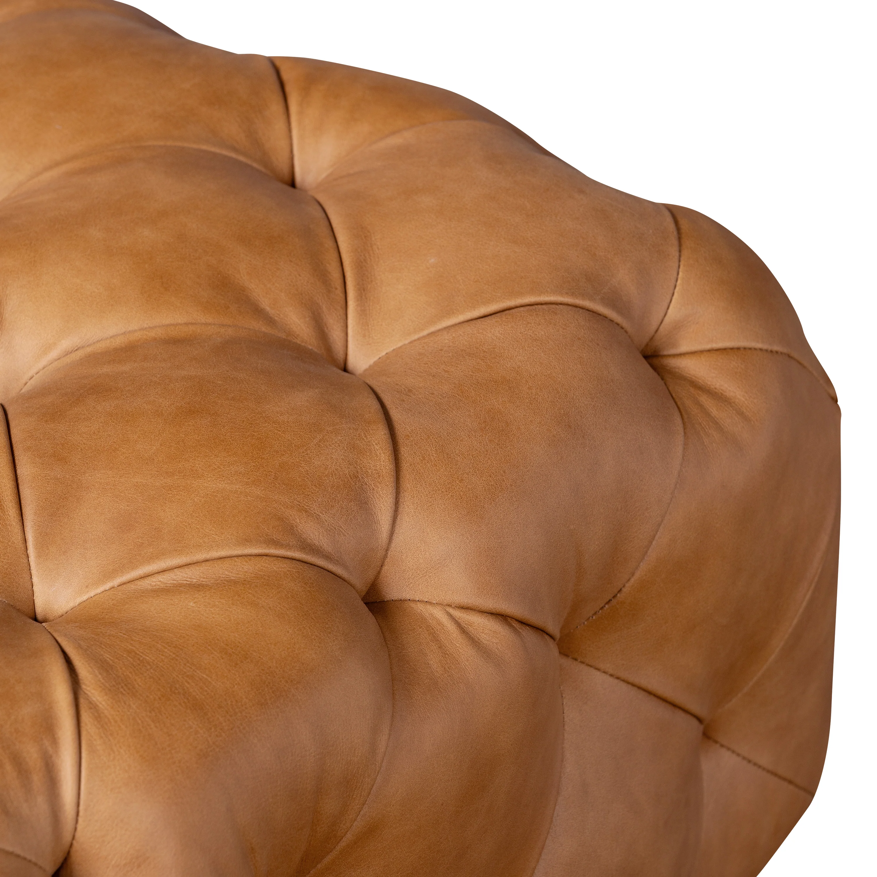Turin Leather Ottoman with Wood Legs | Cognac Tan - Image 7