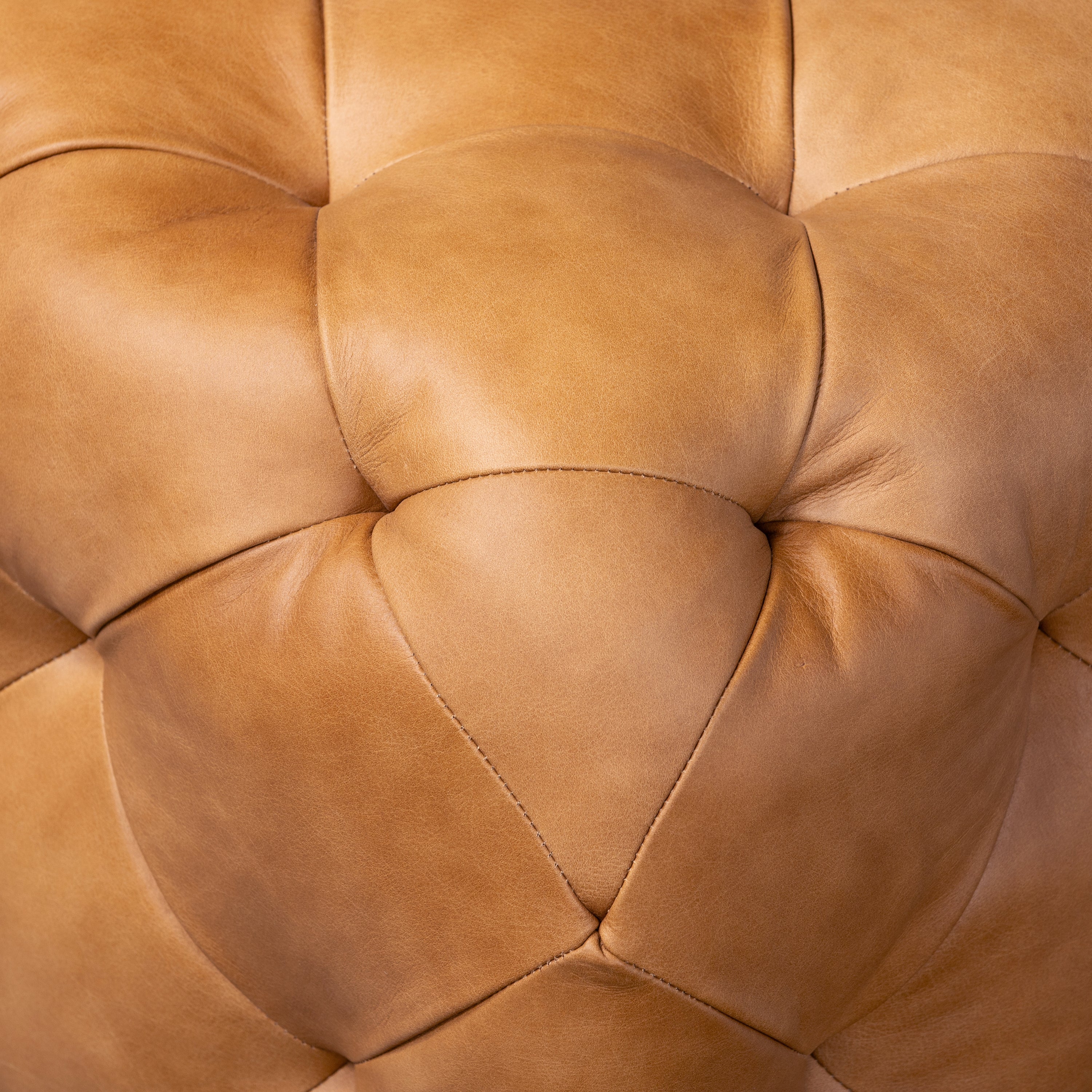 Turin Leather Ottoman with Wood Legs | Cognac Tan - Image 9