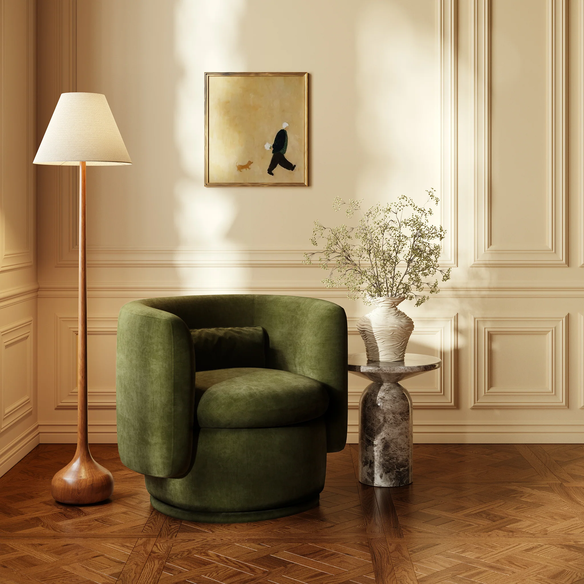 Tuzla Swivel Chair | Distressed Green Velvet - Image 2