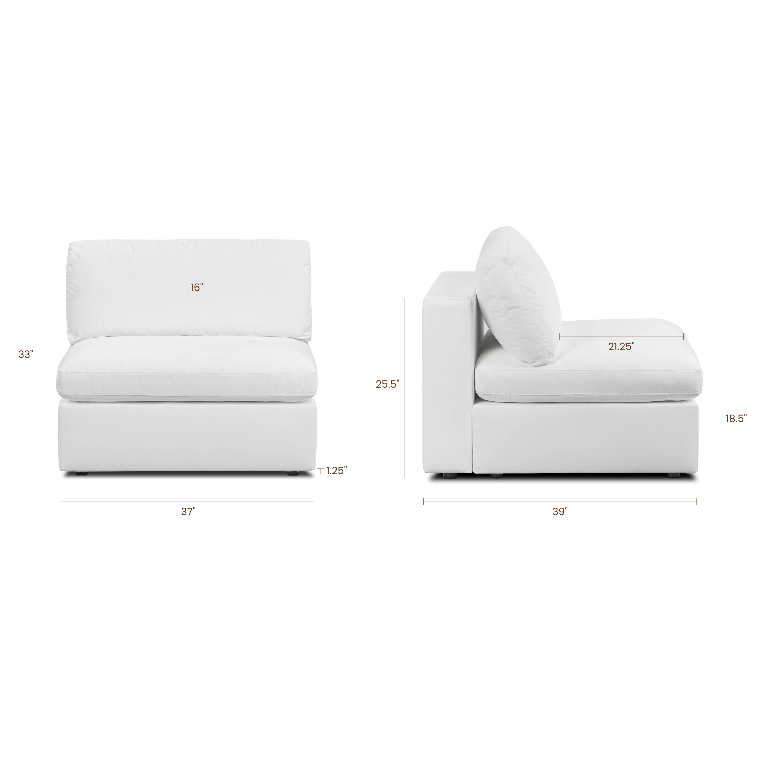 Vari Modular Armless Chair | Cotton White - Image 15