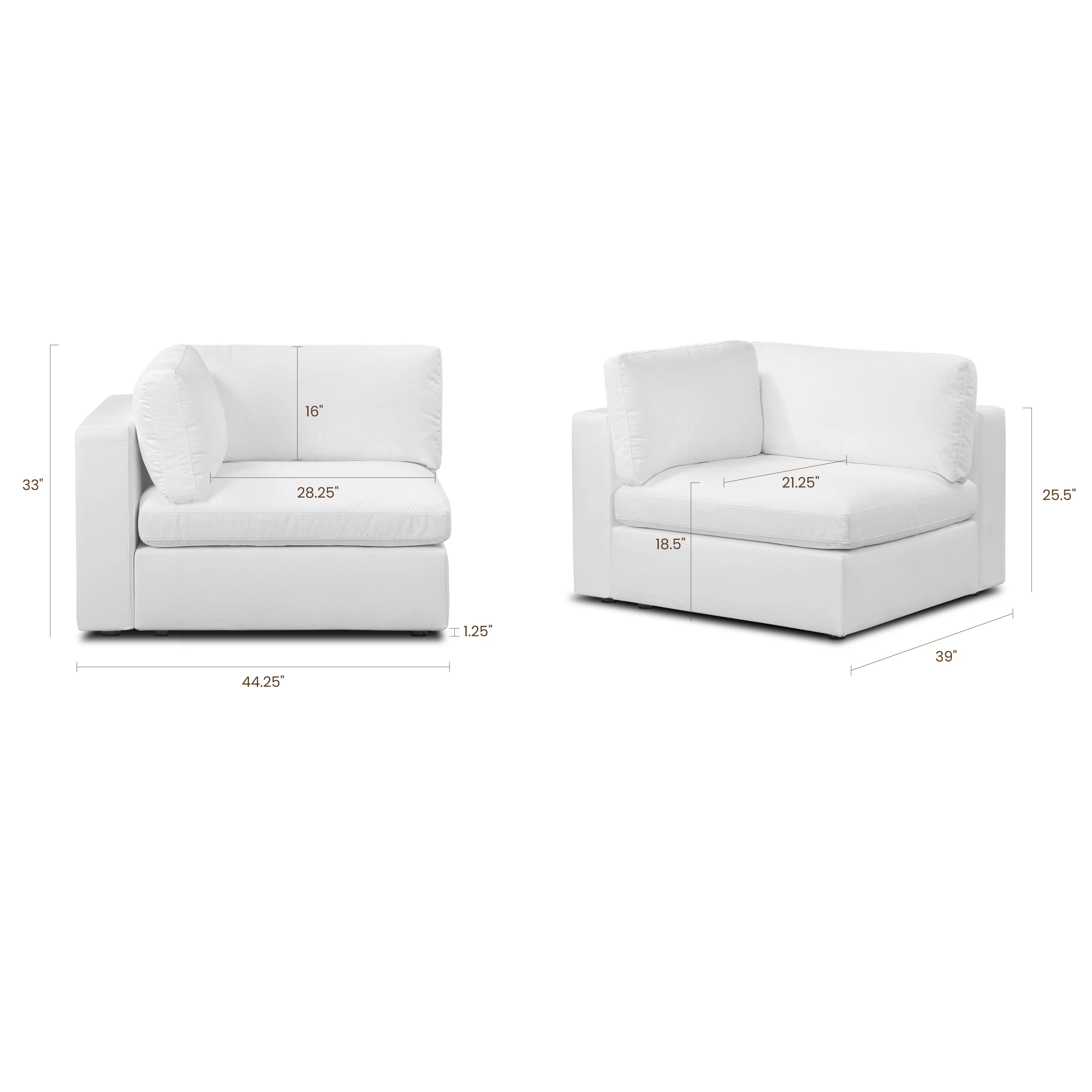 Vari Modular Left Arm Facing Corner + Arm Cushion | Cotton White - Image 20