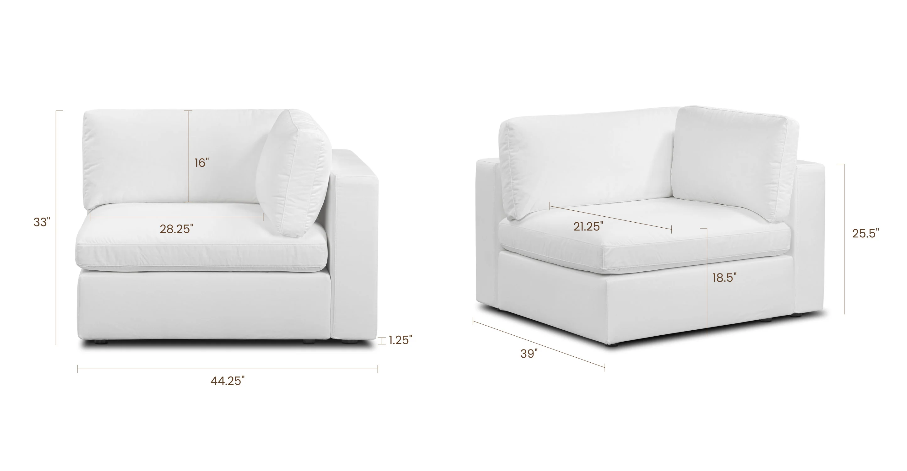 Vari Modular Right Arm Facing Corner + Arm Cushion | Cotton White - Image 20