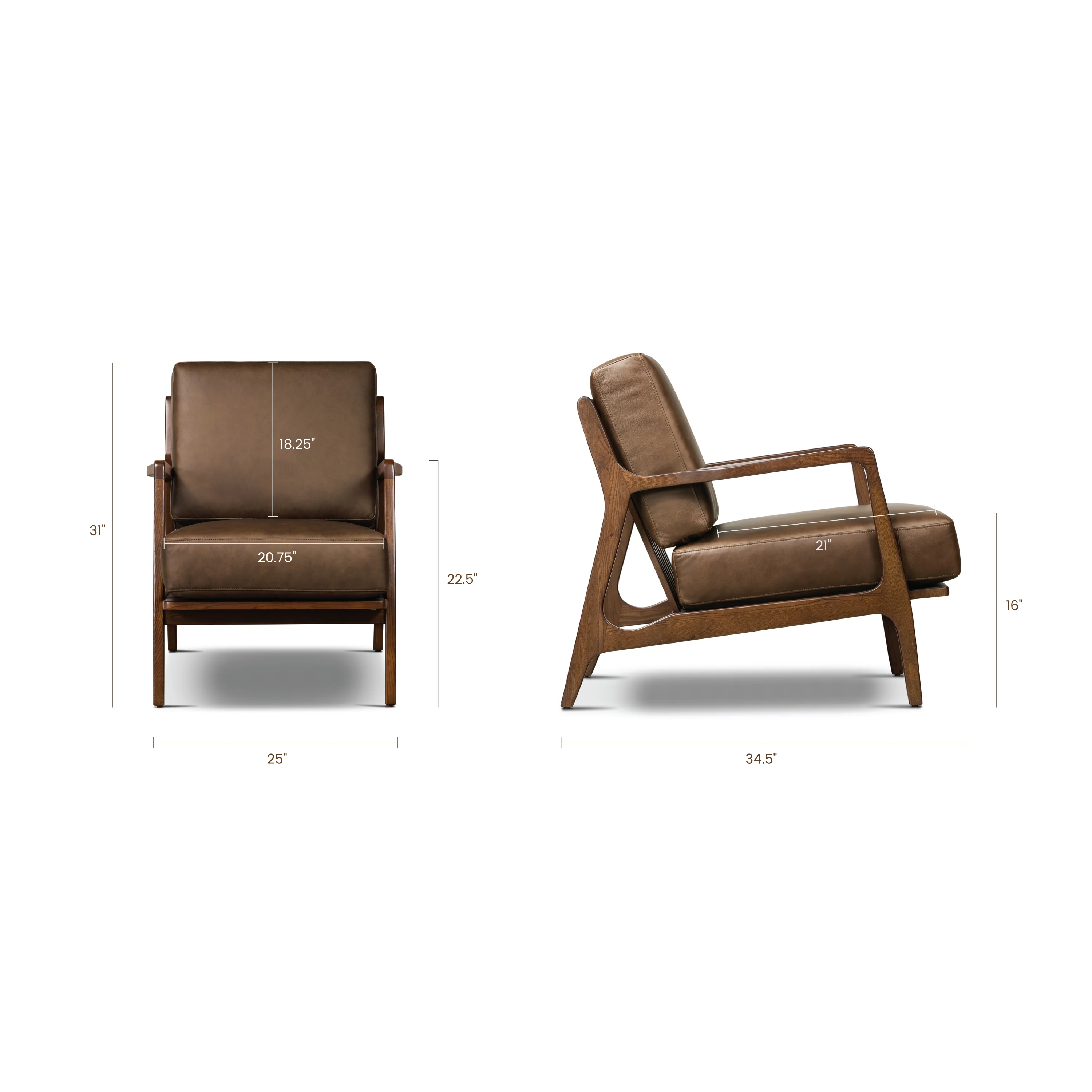 Verity Leather Lounge Chair | Cocoa Brown - Image 15