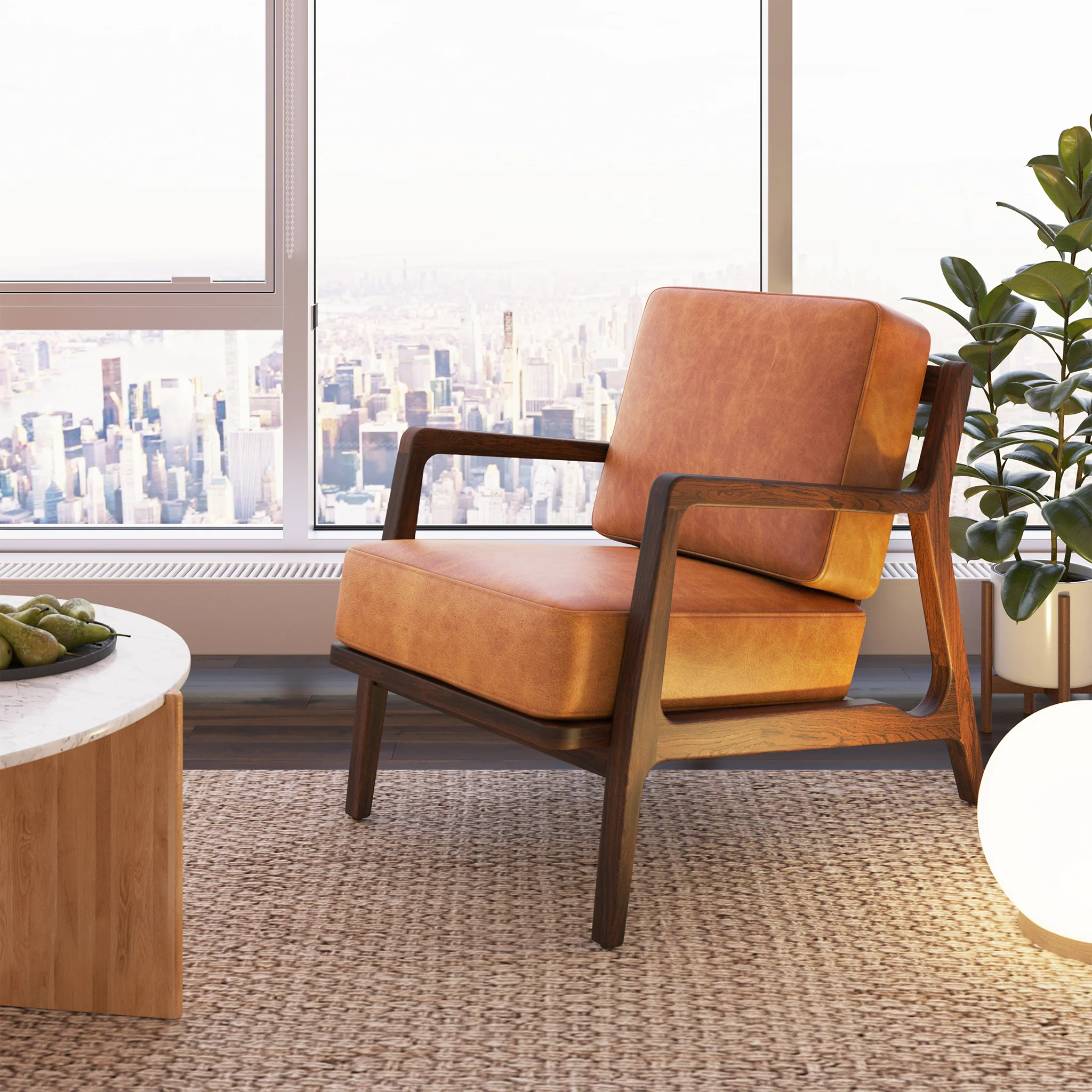 Verity Leather Lounge Chair | Cognac Tan - Image 2