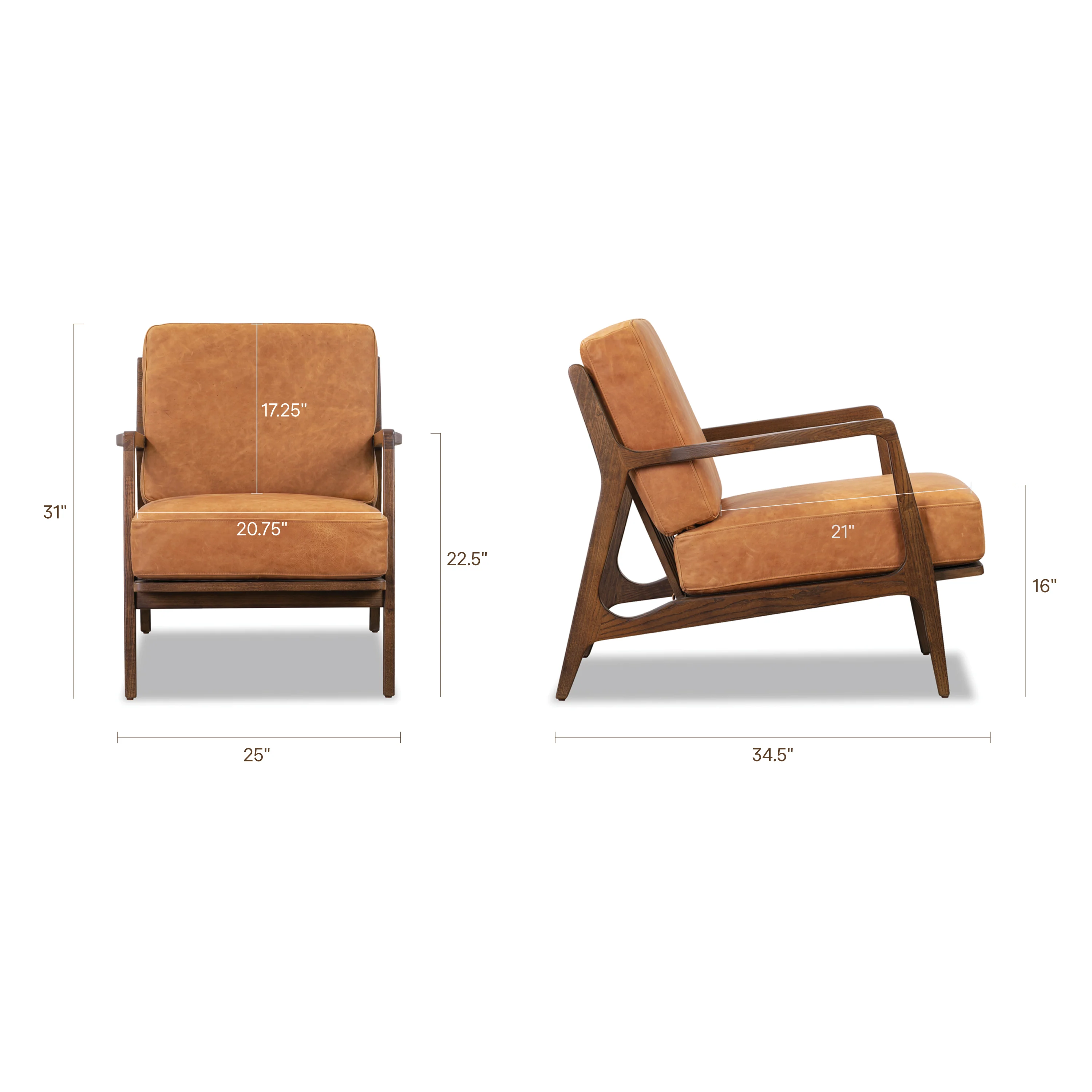 Verity Leather Lounge Chair | Cognac Tan - Image 9