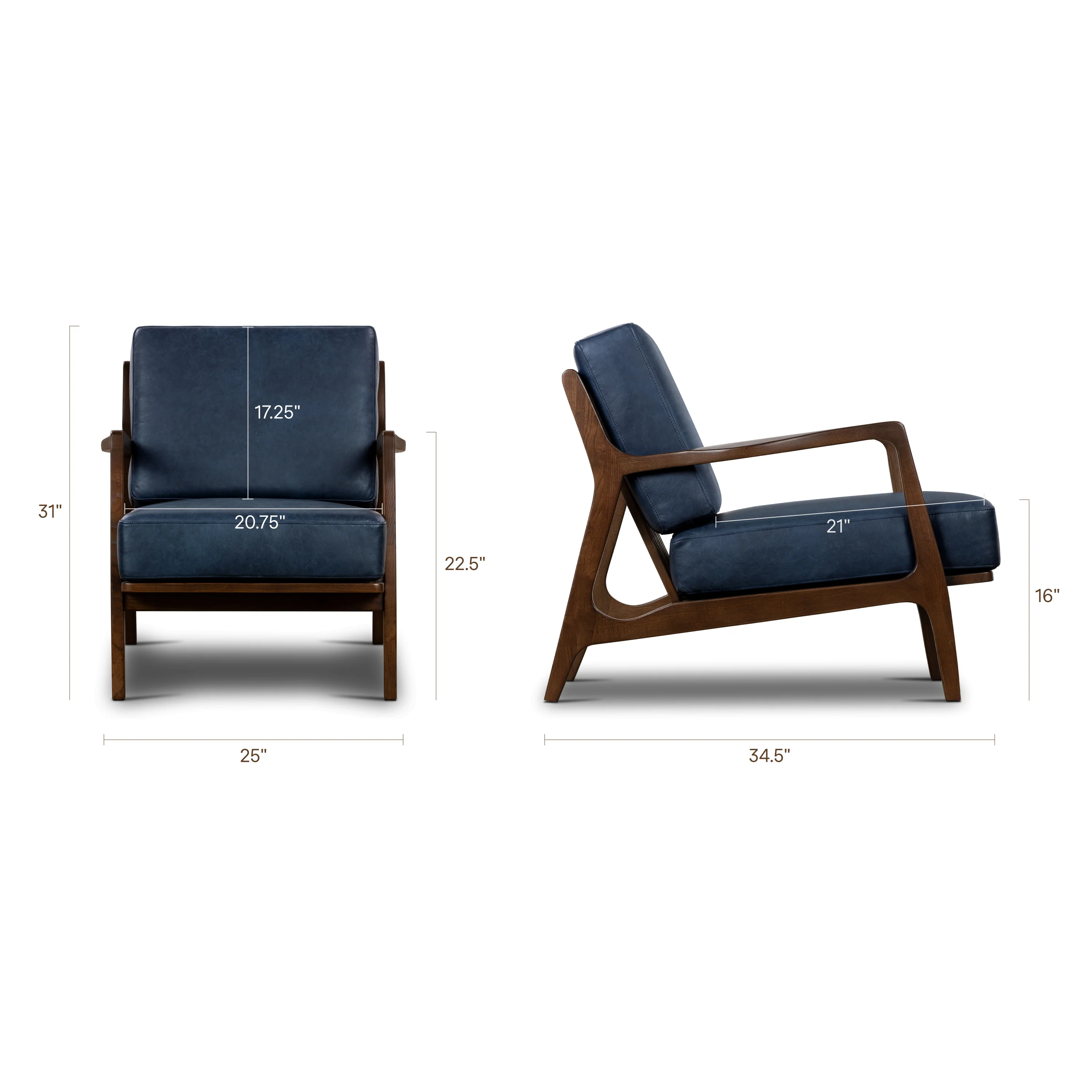 Verity Leather Lounge Chair | Midnight Blue - Image 13